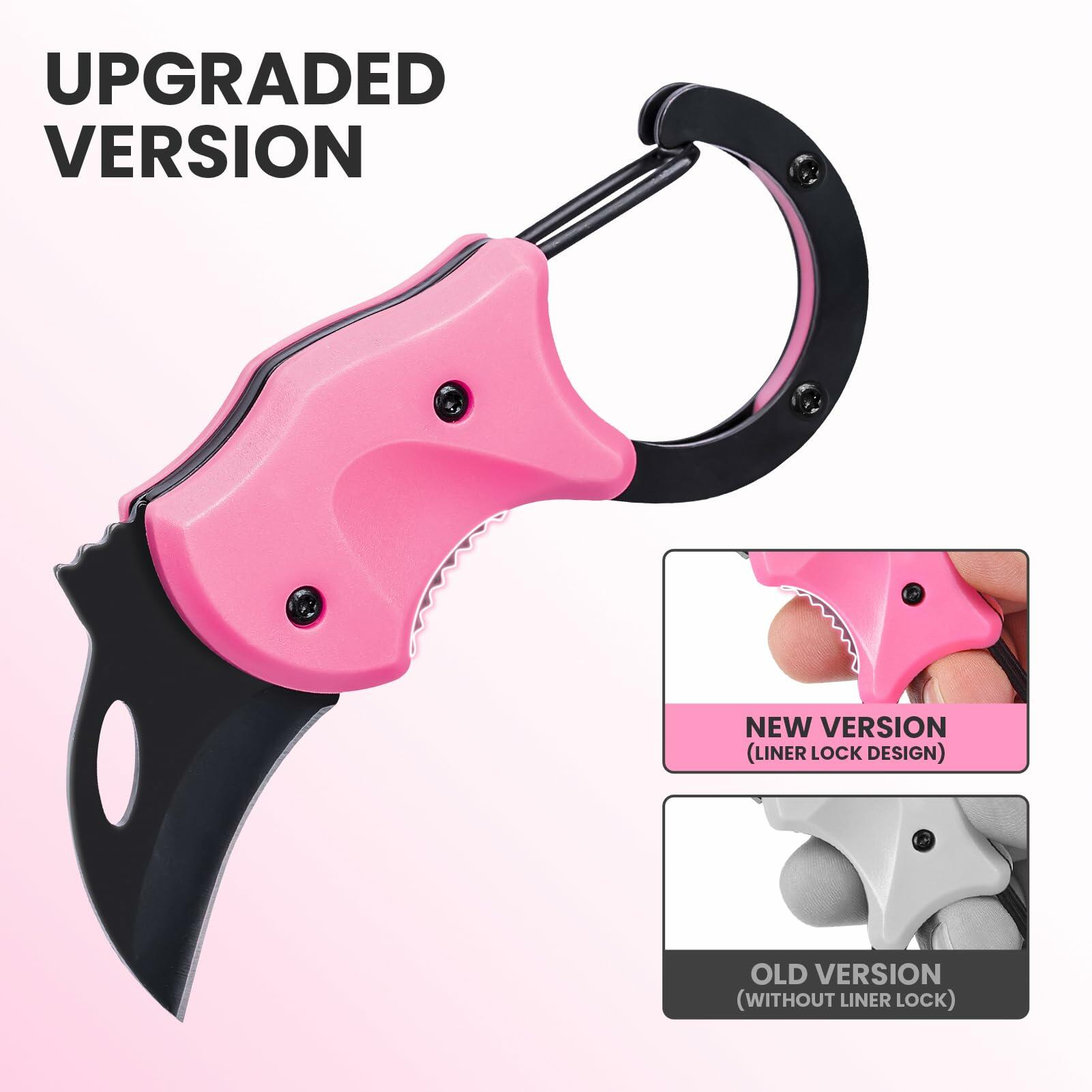 FUNBRO Pink Keychain Knife EDC Pocket Cutter 1.34in Blade
