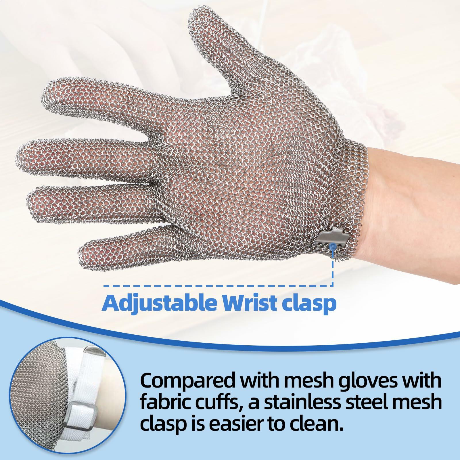 ChainsArmor Metal Mesh Anti-cut Butcher Gloves Stainless Steel Size L
