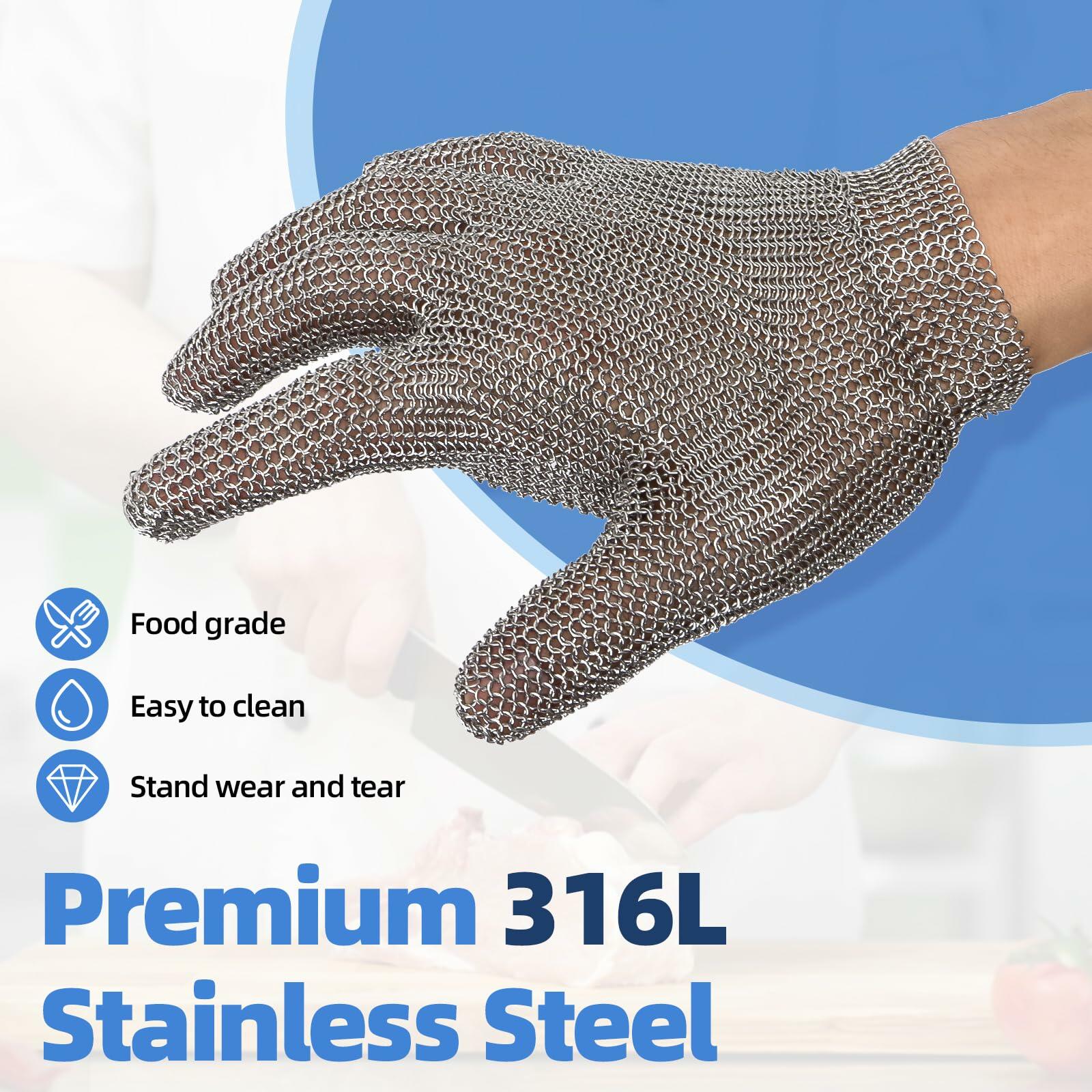 ChainsArmor Metal Mesh Anti-cut Butcher Gloves Stainless Steel Size L