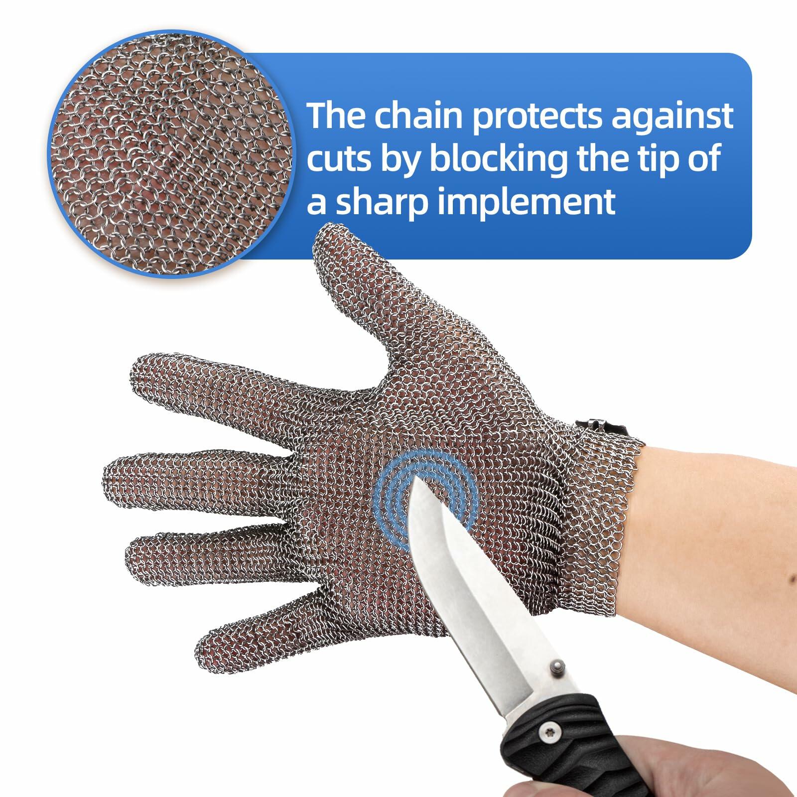 ChainsArmor Metal Mesh Anti-cut Butcher Gloves Stainless Steel Size L