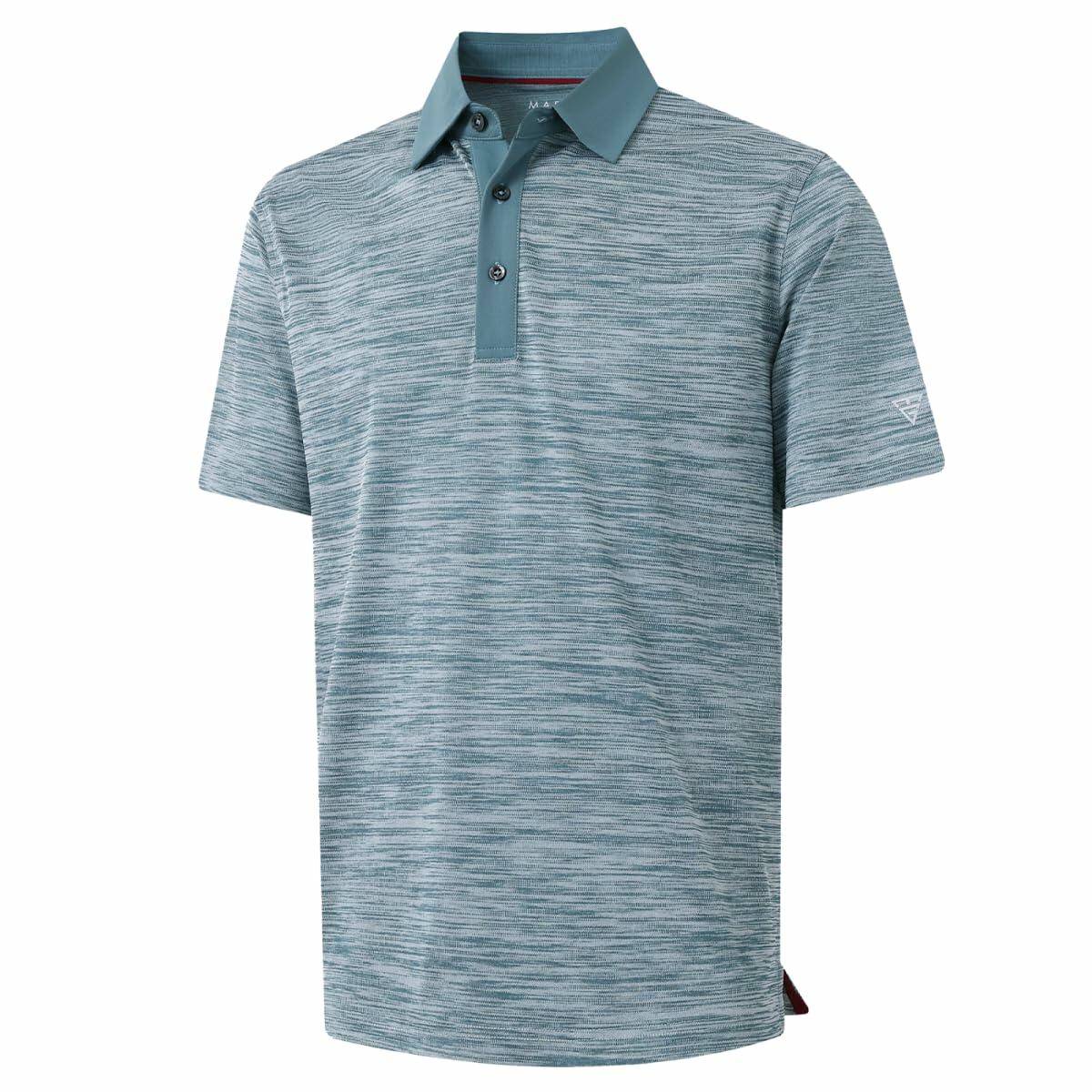 M MAELREG Mens Golf Polo Shirt Short Sleeve Dry Fit Heather Slate Green Size 3XL