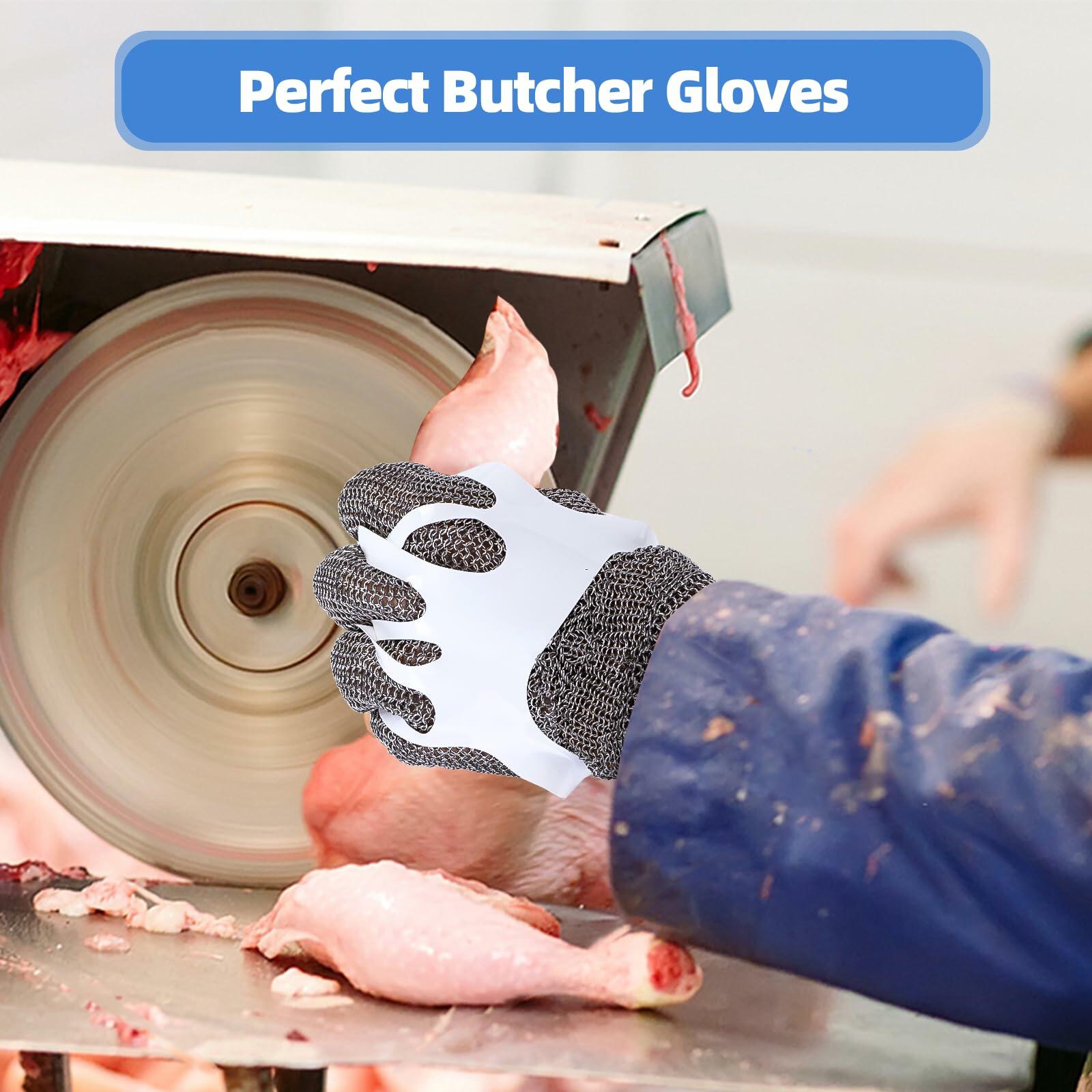ChainsArmor Metal Mesh Anti-cut Butcher Gloves Stainless Steel Size L