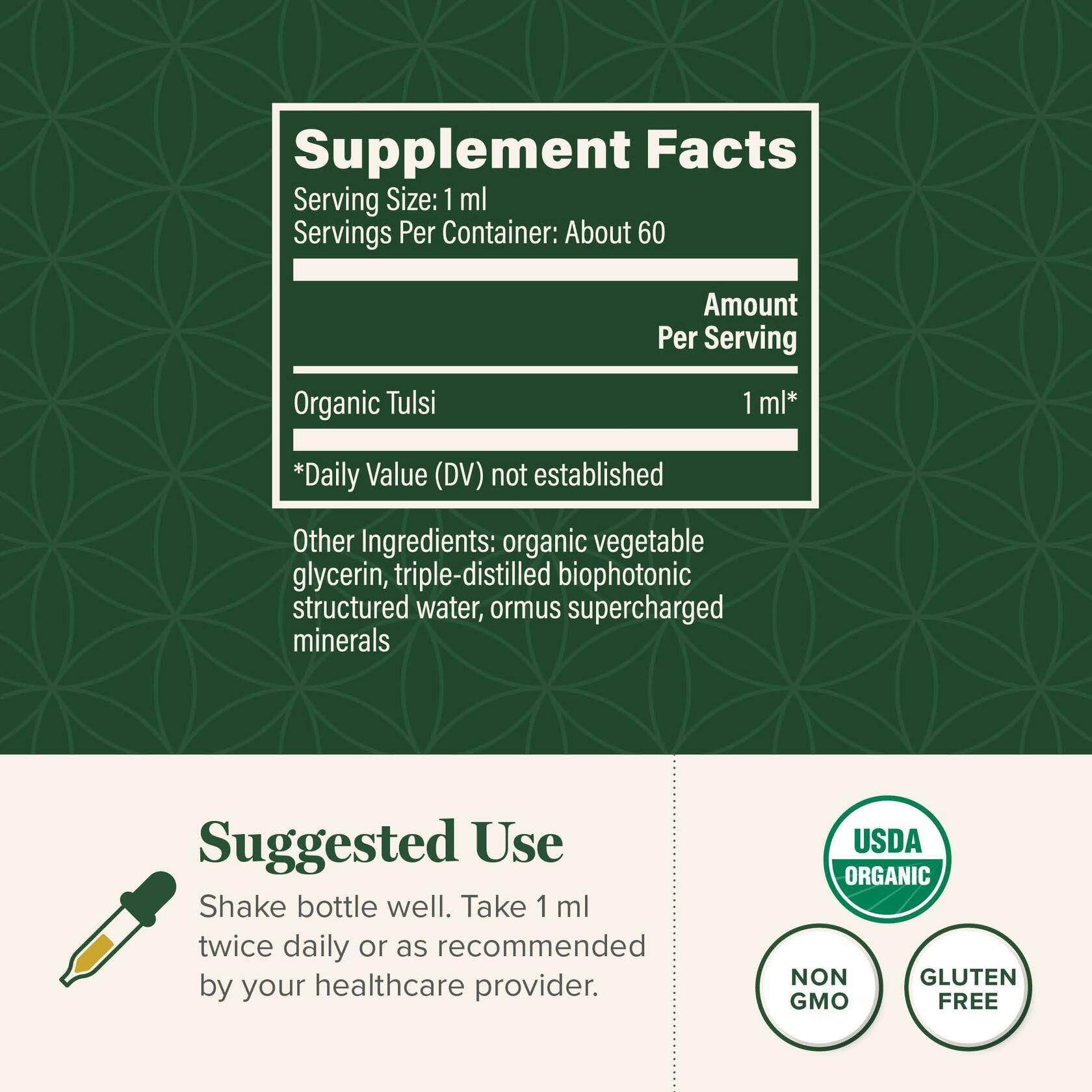 BEST BY 10/2026 Global Healing Center Organic Tulsi Holy Basil Liquid Supplement