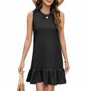 ZLIGXEA Women's Sleeveless Crewneck Ruffle Sundress Casual Summer Dress