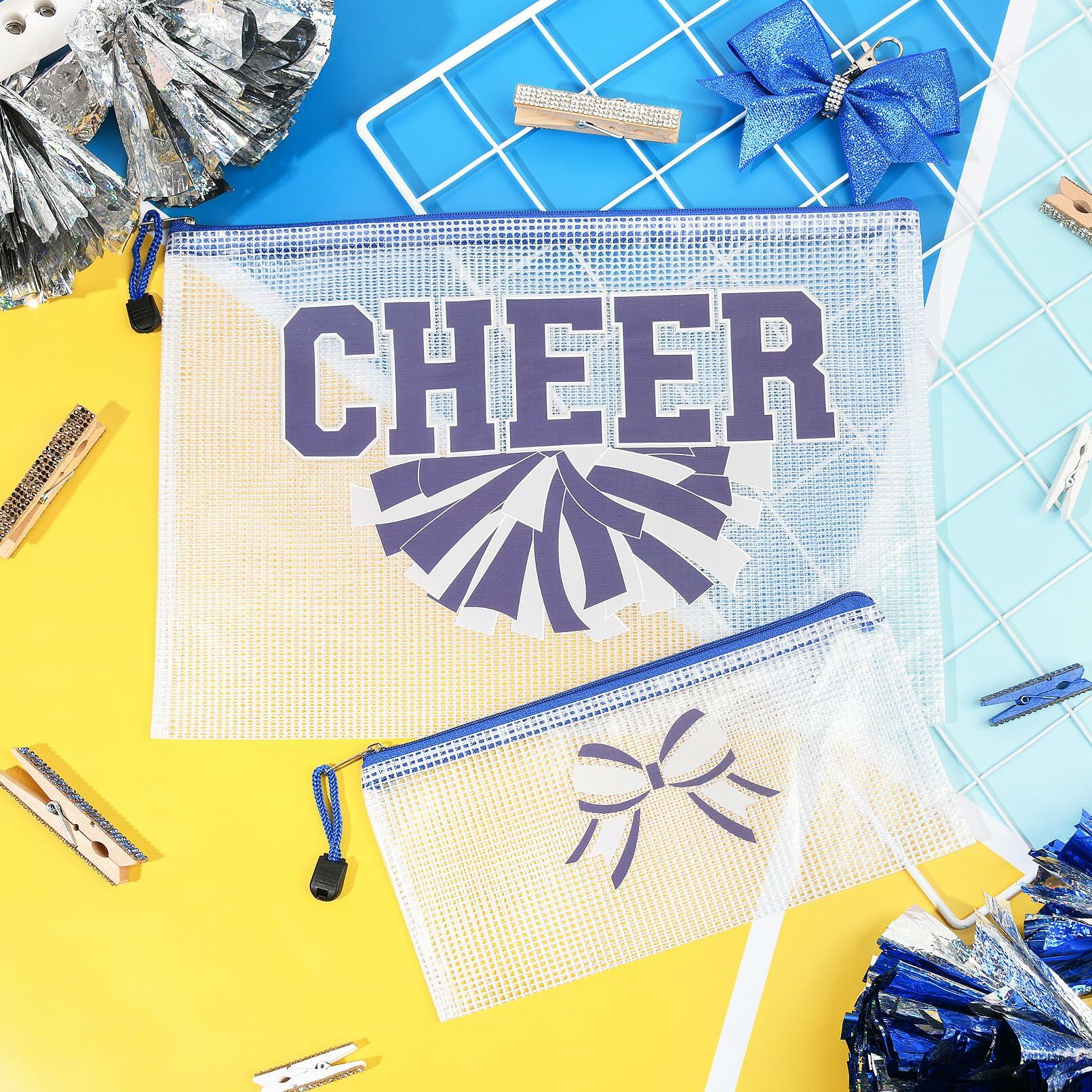 SOIDRAM 2 Pcs Cheer Makeup Bag Zipper Pouch Blue/Silver Plastic