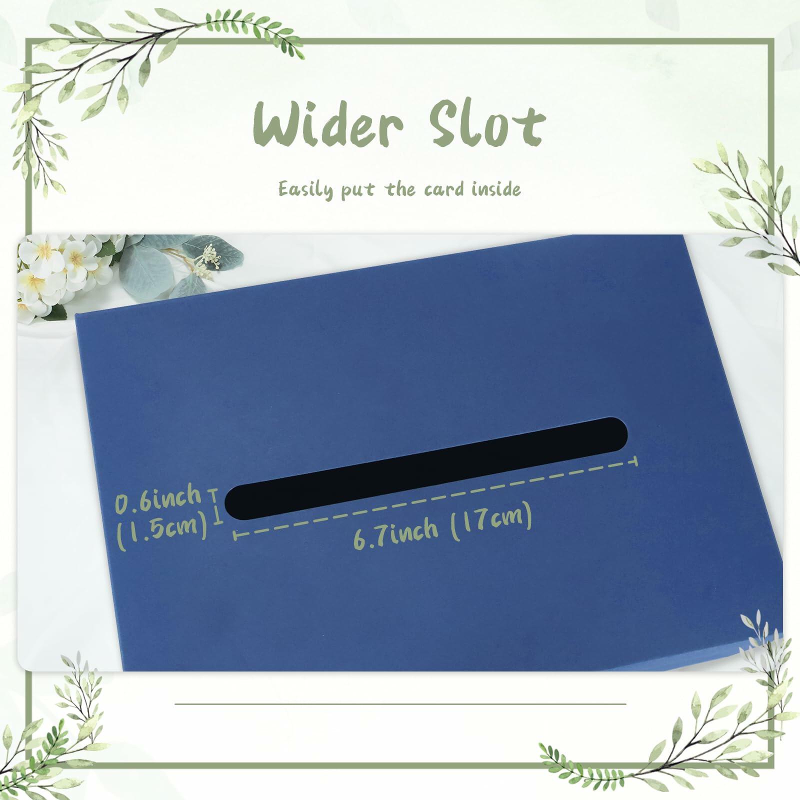 LANLISA Navy Blue Card Box Gold Foil Design Gift Holder for Parties