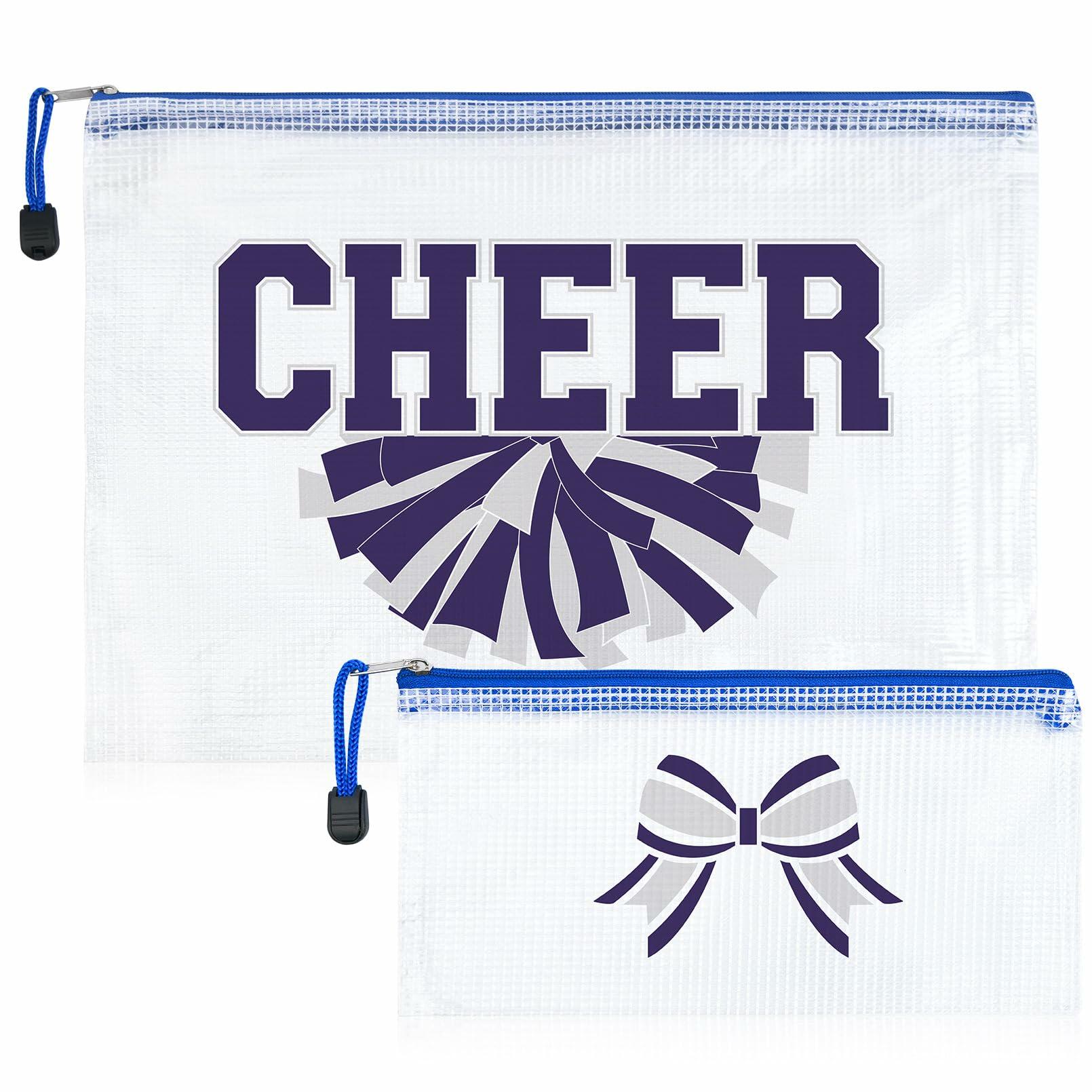 SOIDRAM 2 Pcs Cheer Makeup Bag Zipper Pouch Blue/Silver Plastic