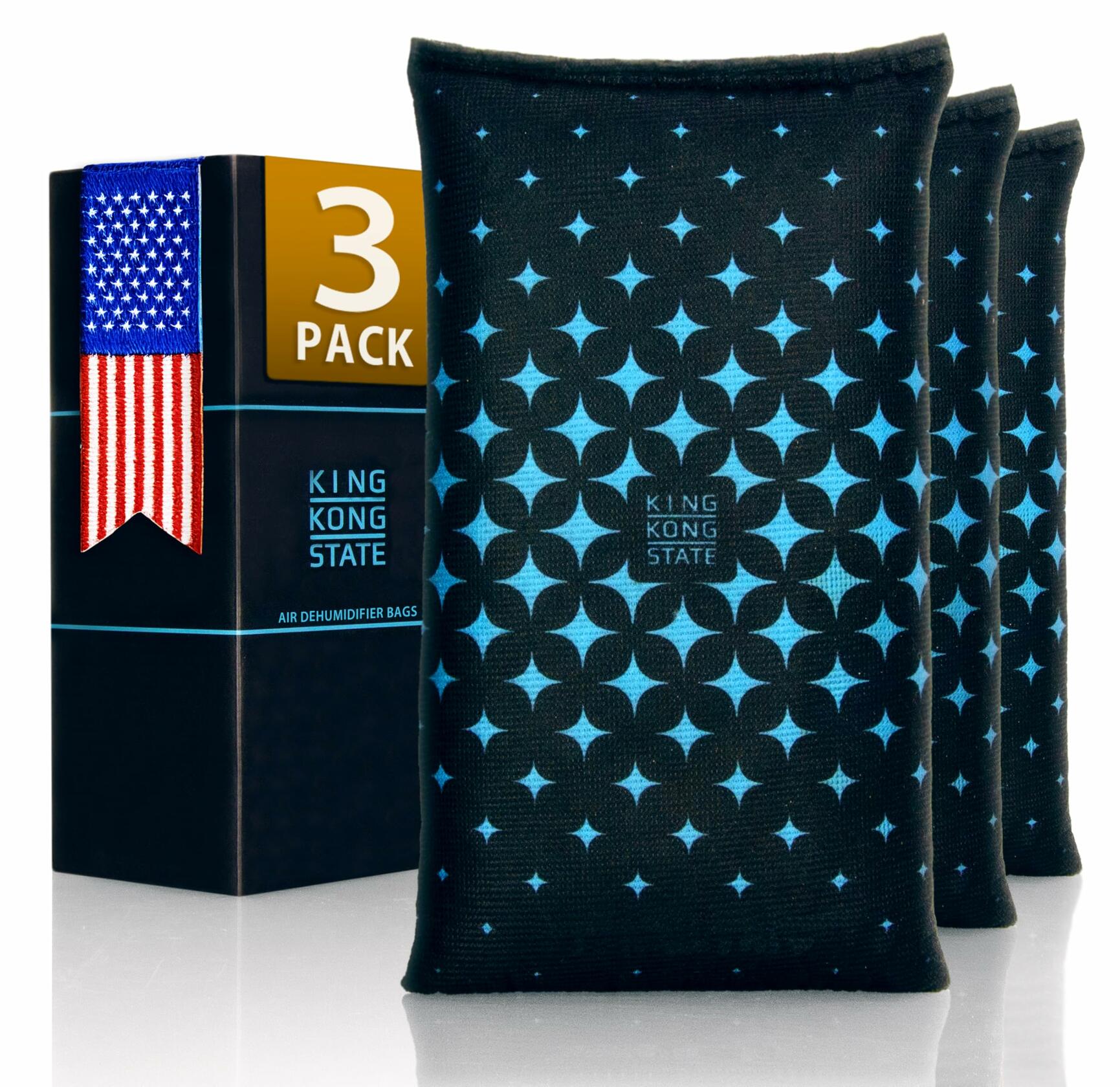 KING KONG STATE Rechargeable Desiccant Dehumidifier Bag 3x200g 3-Pack