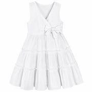 TIMOGG Toddler Girl Sleeveless Linen Cotton Dress Bow White Size 3-4T