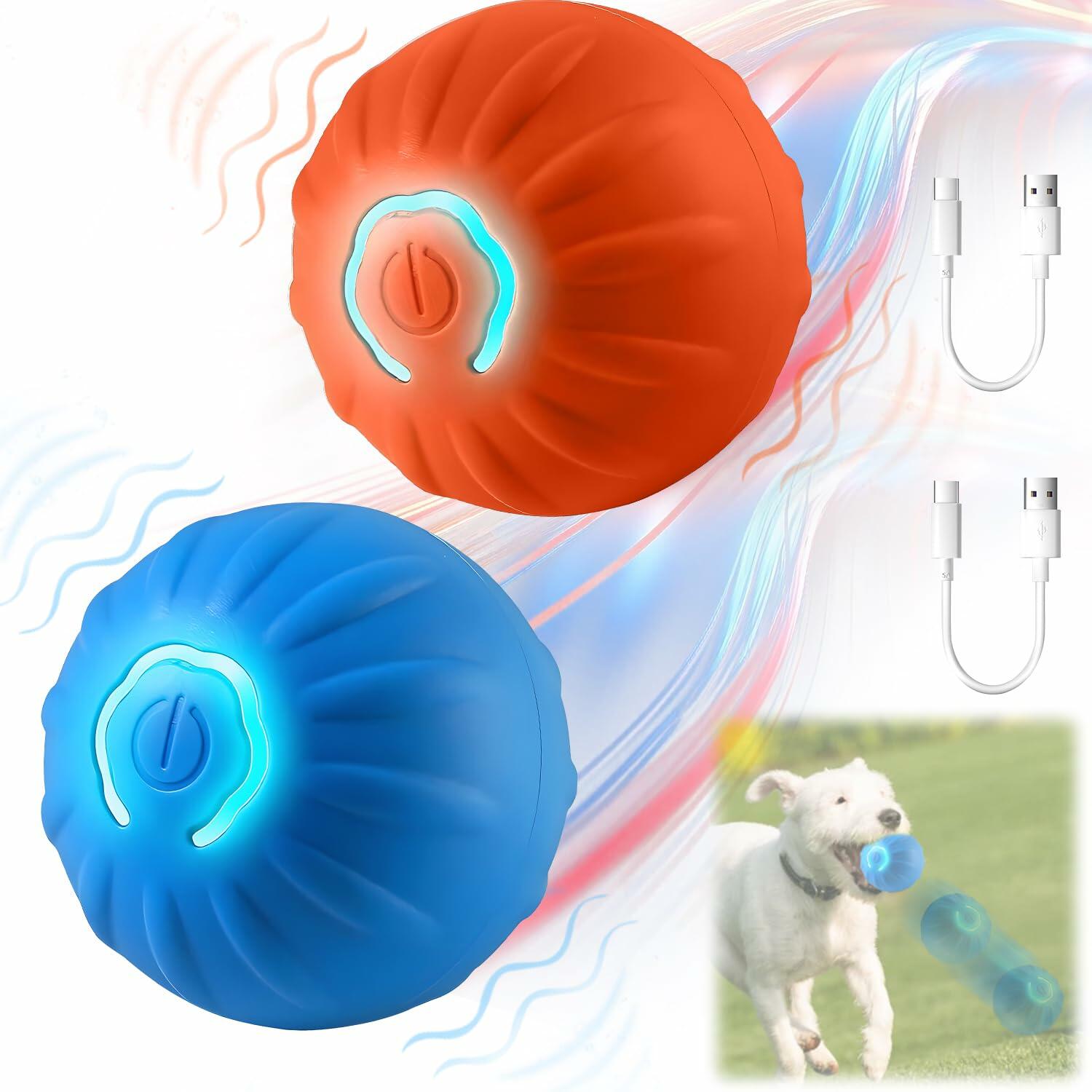 NIUYOU Vibrating Shaky Dog Ball Toy USB Rechargeable 2PCS Small-Med-Large B