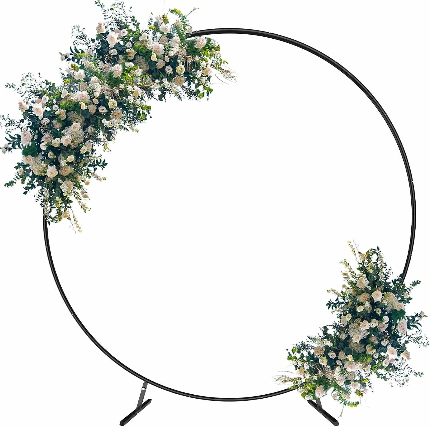 HEOMU Round Backdrop Balloon Arch Stand 7.3FT Gold Metal Art Deco