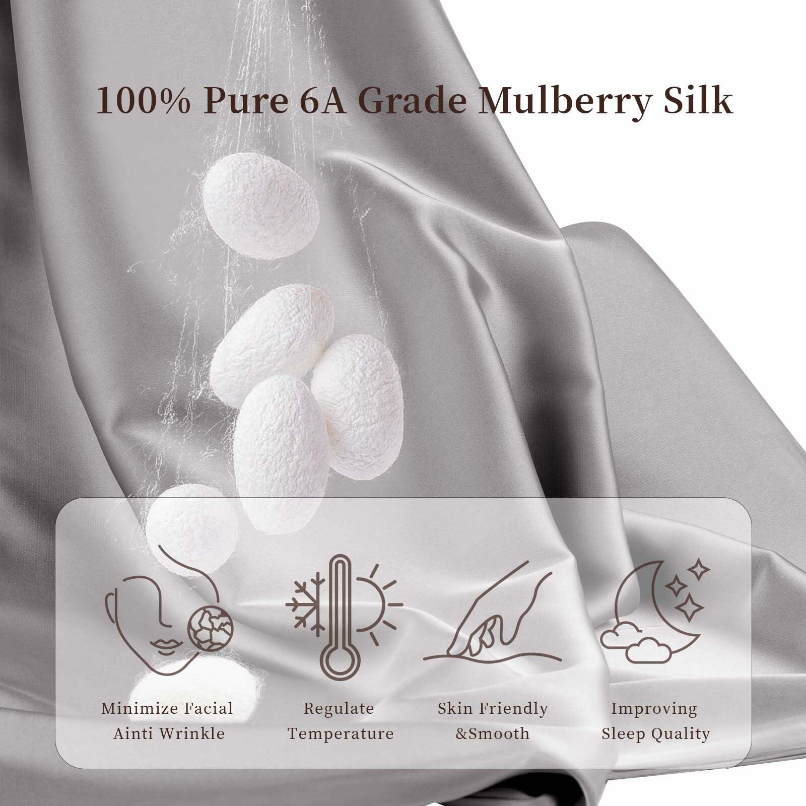 Momelo 100% Pure Mulberry Silk Pillowcase Dark Grey Standard Size 20x26 1 Pc