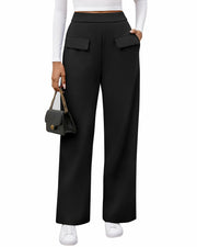 BTFBM Women's High Waisted Stretchy Palazzo Pants Black Size XX-Large
