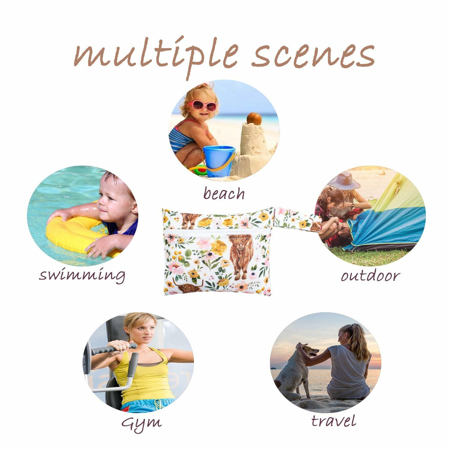 Little Jump Waterproof Cloth Diaper Wet Dry Bag Western Floral Cow Size S M L