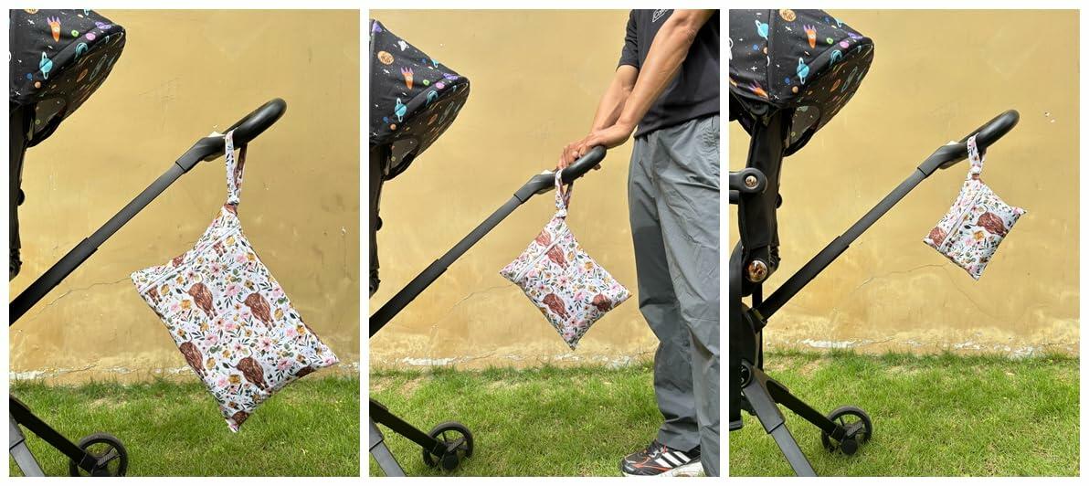 Little Jump Waterproof Cloth Diaper Wet Dry Bag Western Floral Cow Size S M L