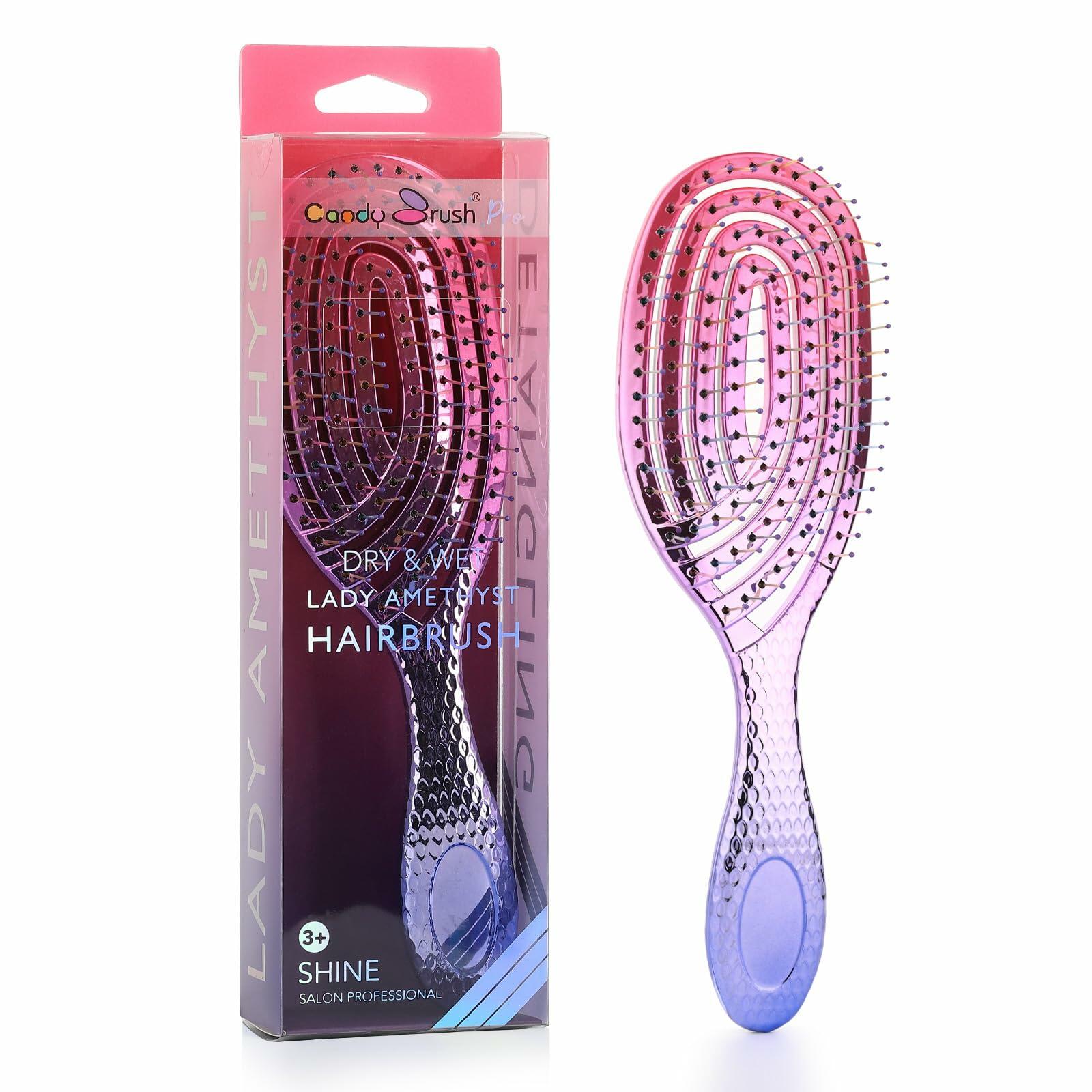 Candybrush Detangling Wet Hair Brush Soft Bristles Anti Static Romantic Amethyst
