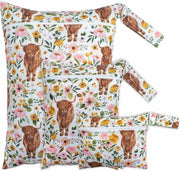 Little Jump Waterproof Cloth Diaper Wet Dry Bag Western Floral Cow Size S M L