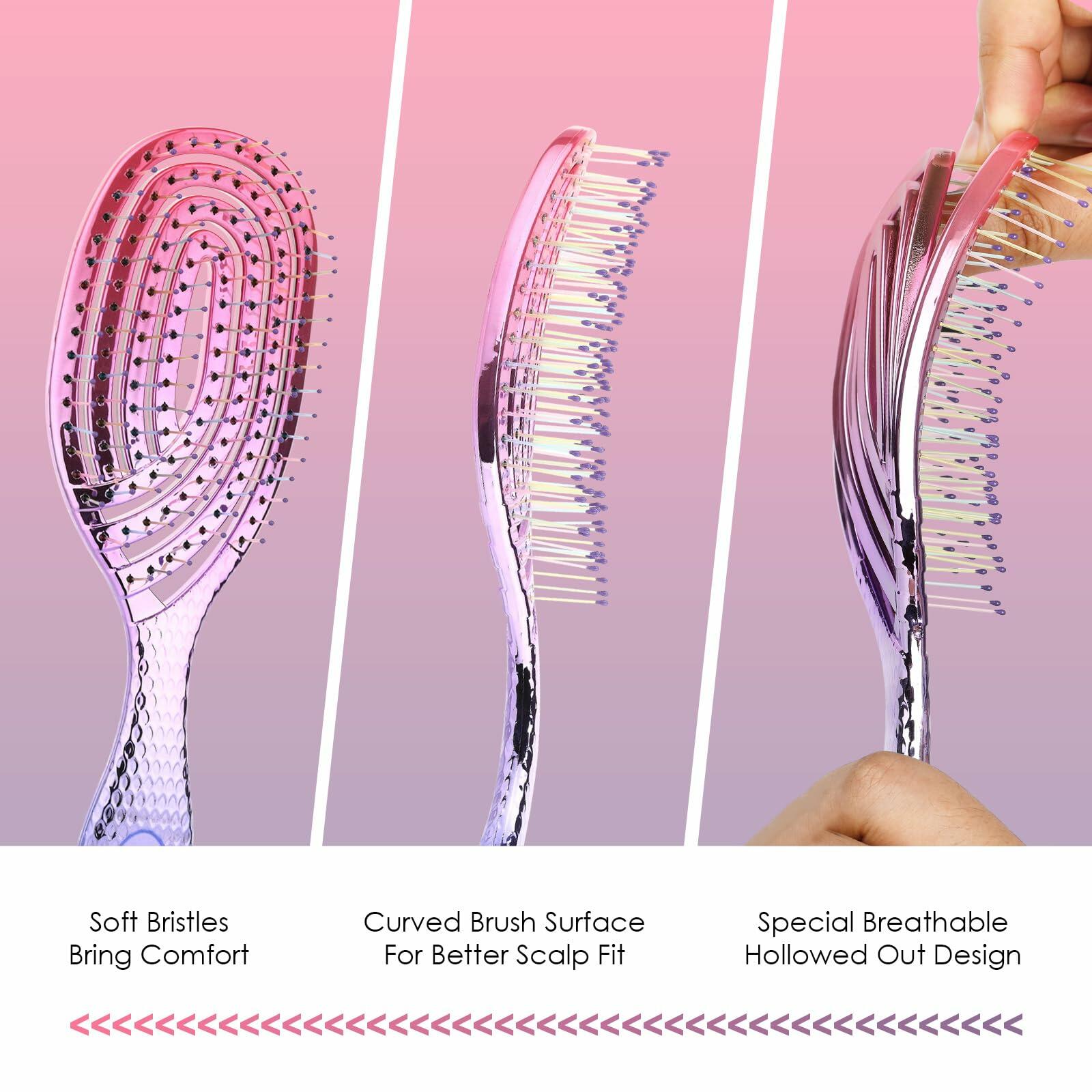 Candybrush Detangling Wet Hair Brush Soft Bristles Anti Static Romantic Amethyst
