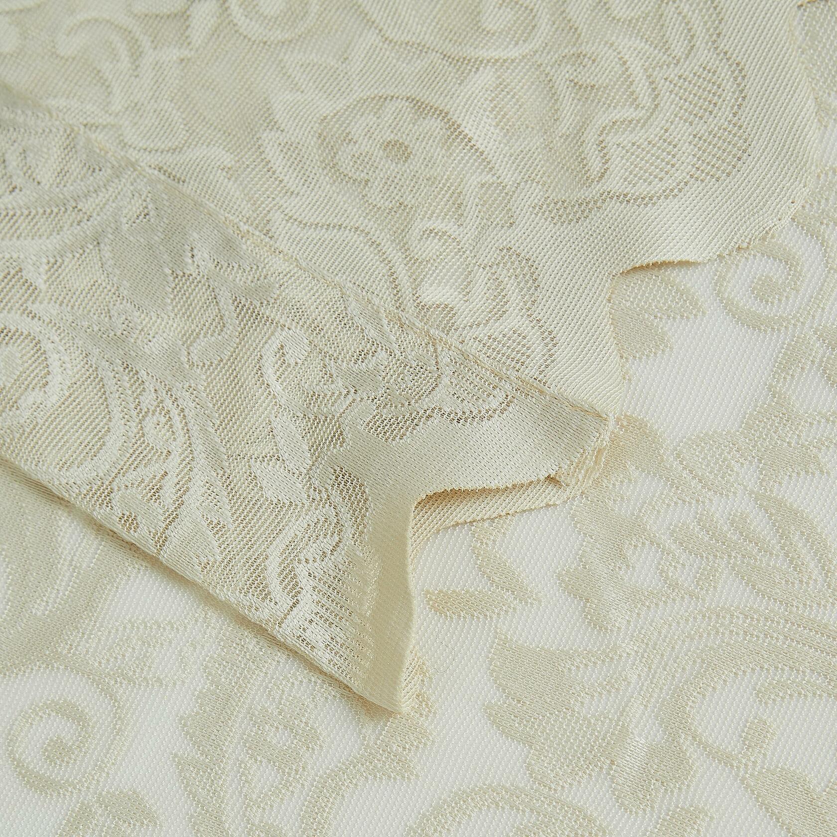 Bujasso Beige Lace Sheer Curtains 54x108 inch 2 Panels Floral Rod Pocket