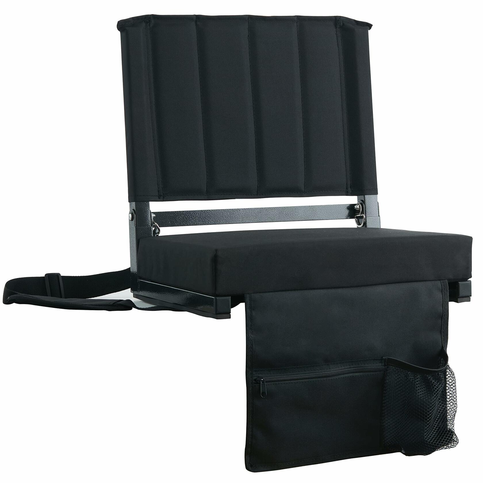 SPORT BEATS Stadium Seat with Back Support Black 17"W x 12"D x 16.5"H 1pc