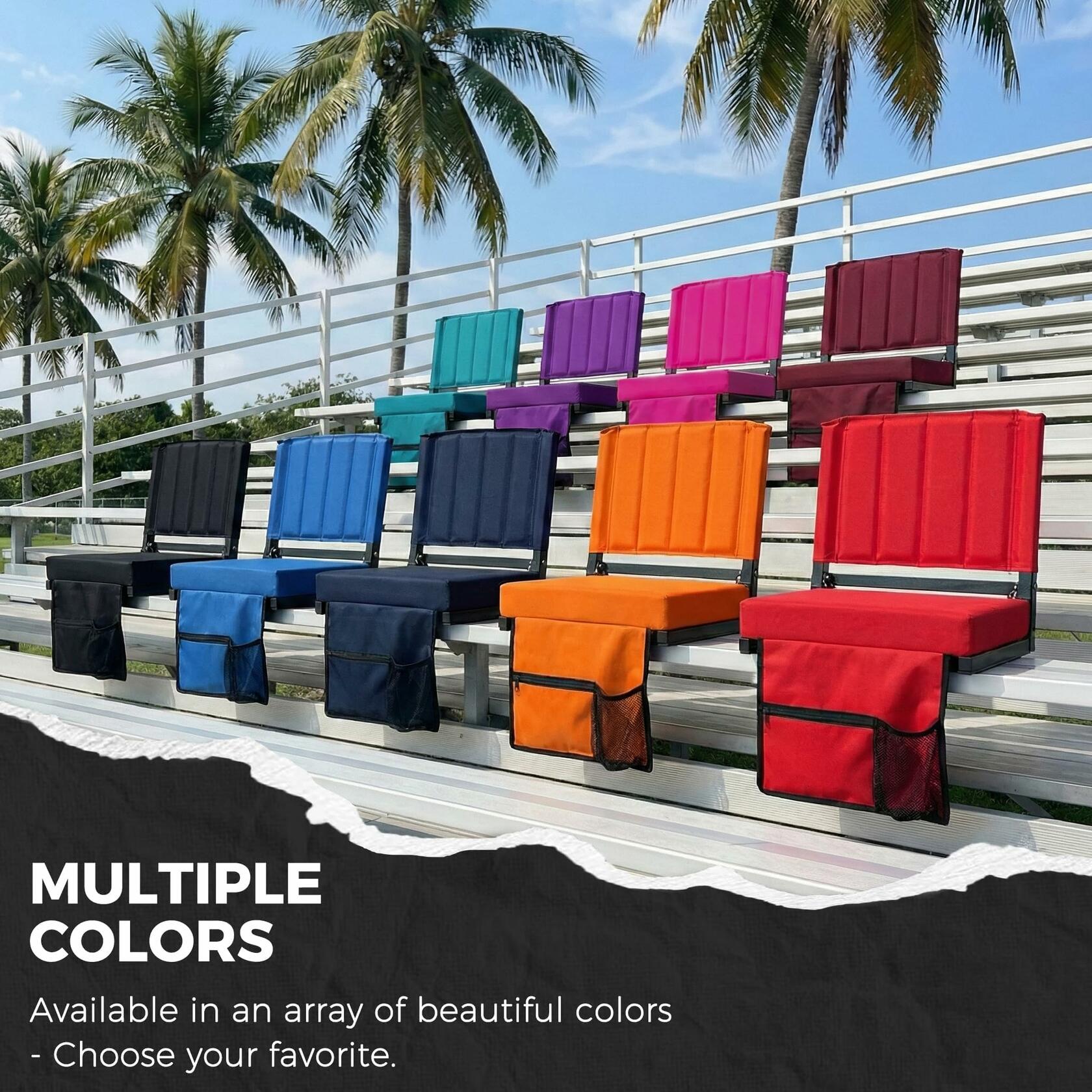 SPORT BEATS Stadium Seat with Back Support Black 17"W x 12"D x 16.5"H 1pc
