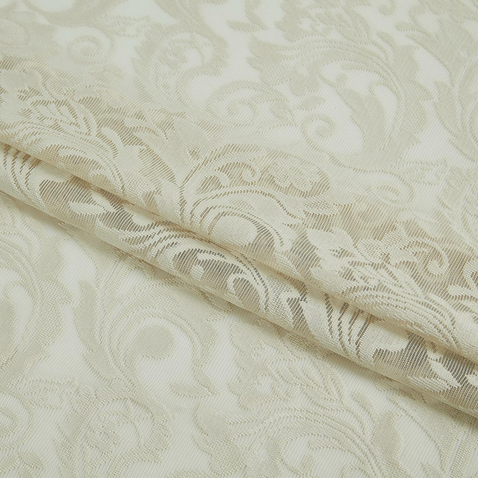 Bujasso Beige Lace Sheer Curtains 54x108 inch 2 Panels Floral Rod Pocket