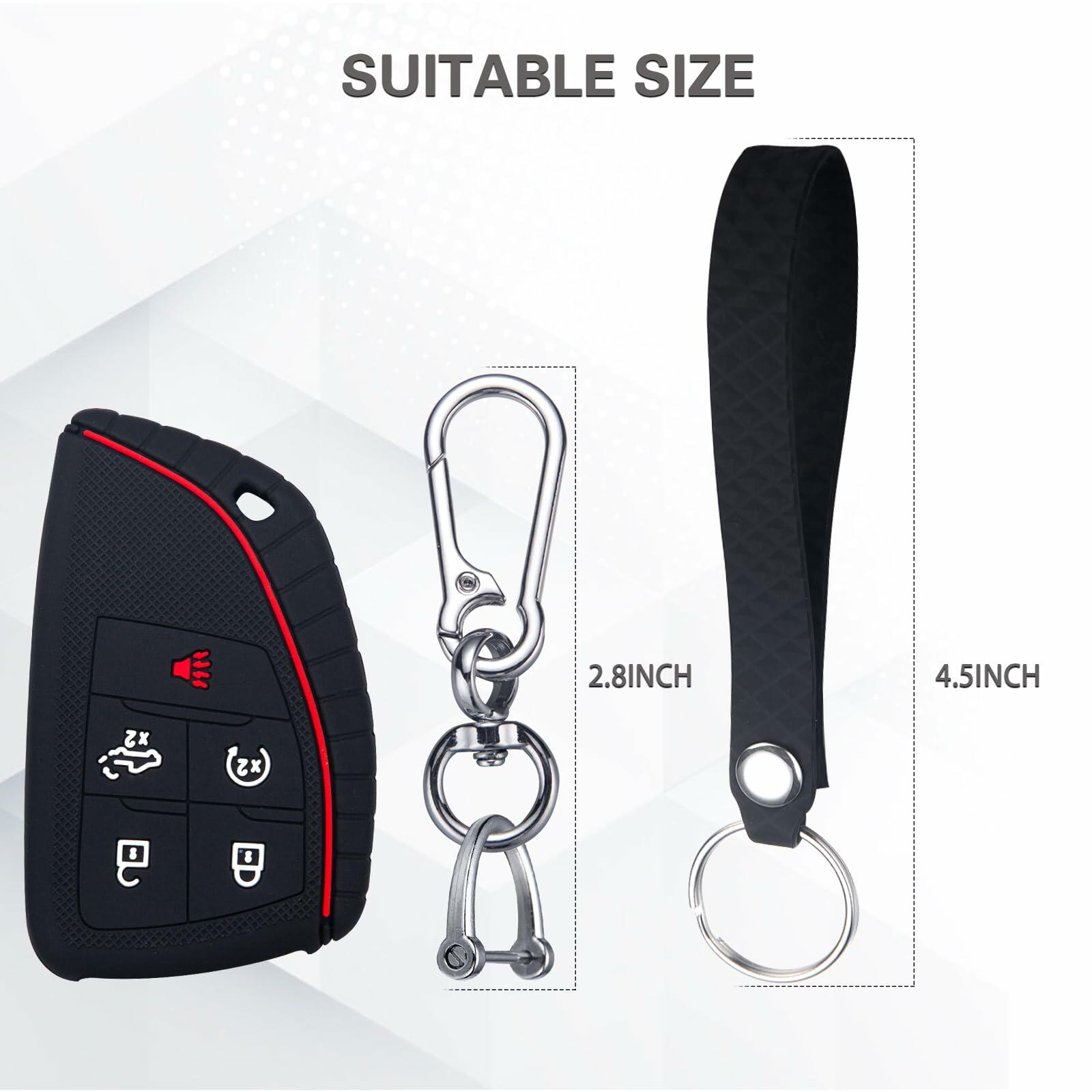 EASYIKI Silicone Key Fob Cover 2pc 2022-2024 Chevy Silverado GMC Sierra Black