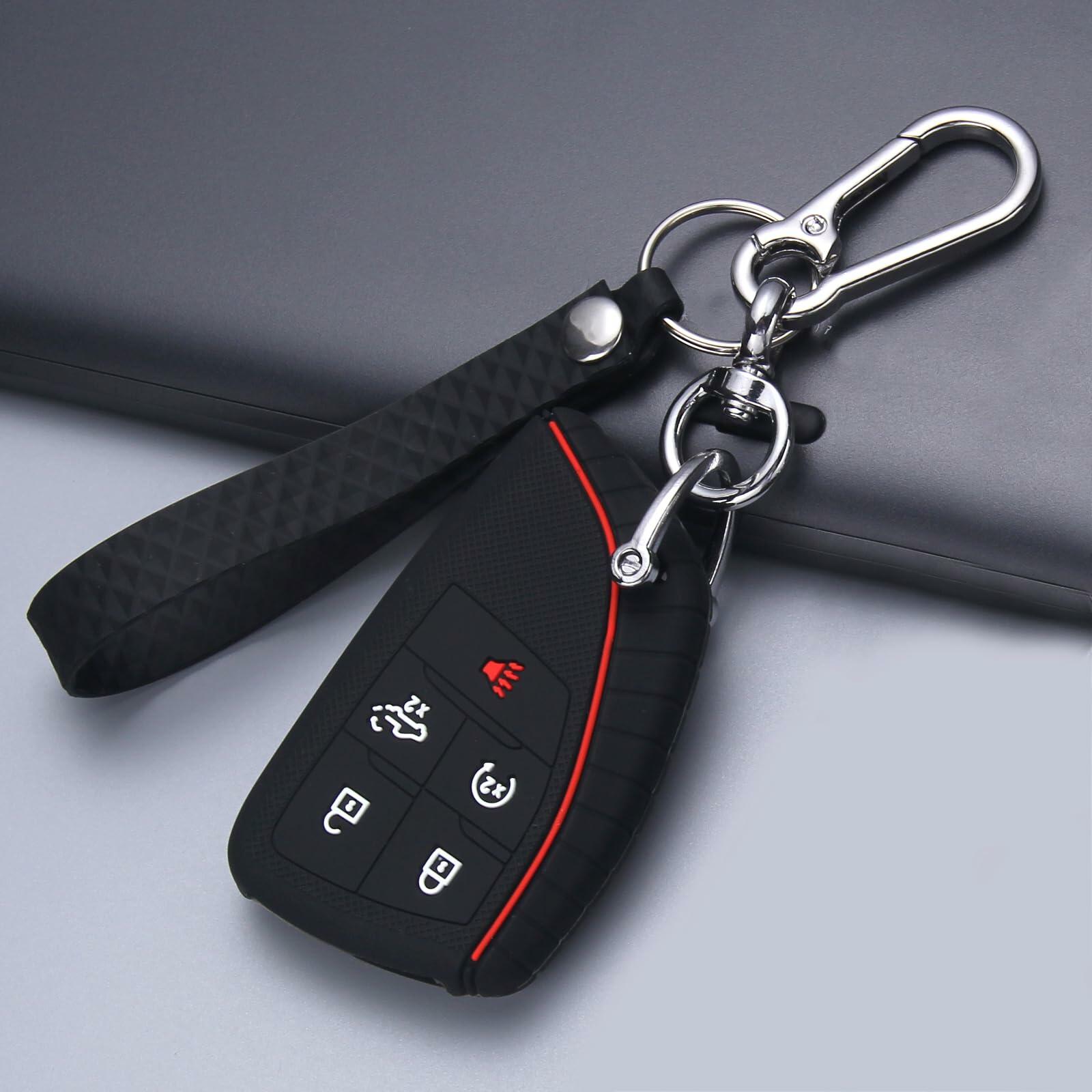 EASYIKI Silicone Key Fob Cover 2pc 2022-2024 Chevy Silverado GMC Sierra Black