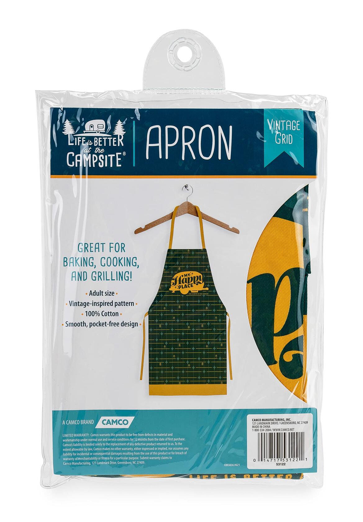 Camco Life Is Better at the Campsite Apron Camping RV Green Grid