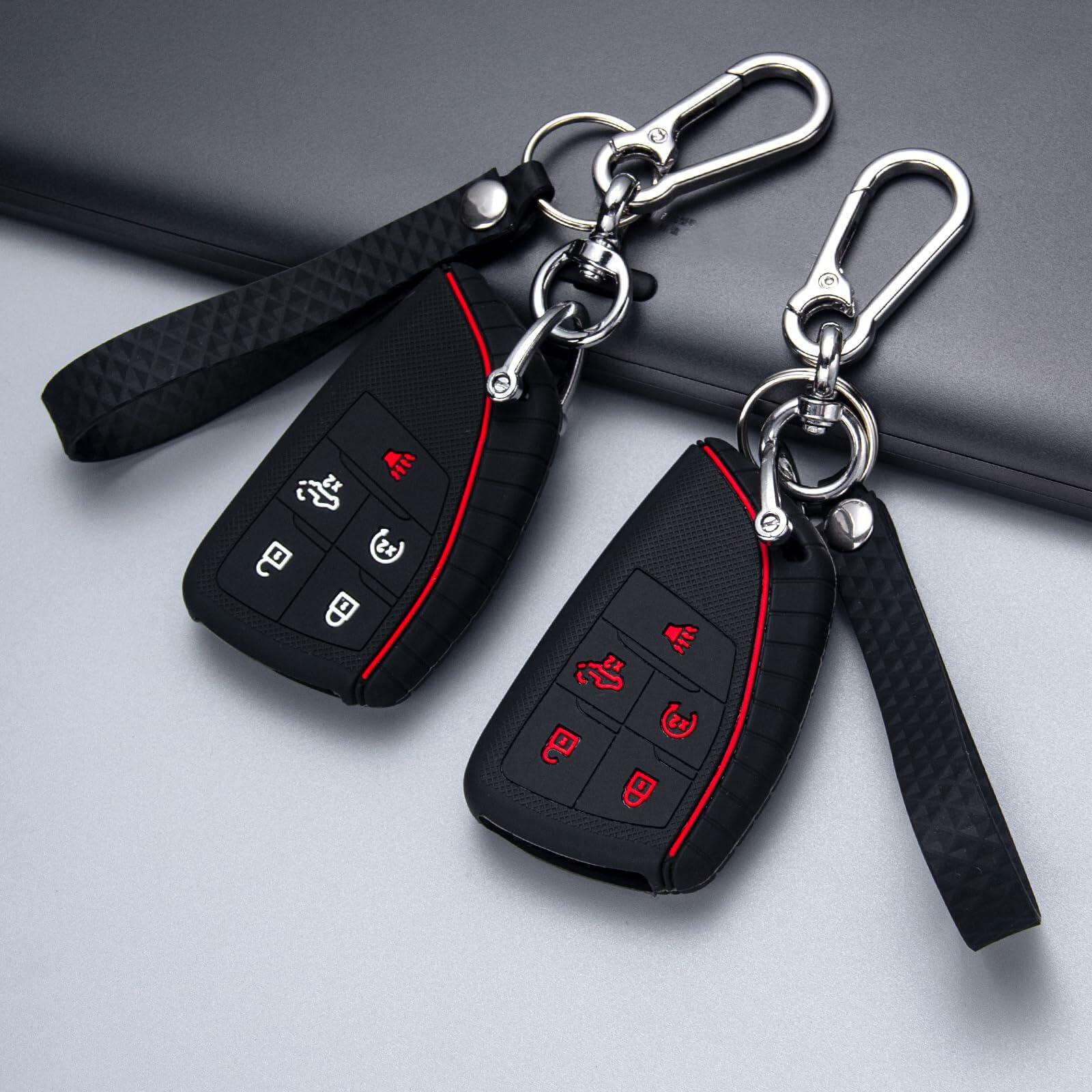 EASYIKI Silicone Key Fob Cover 2pc 2022-2024 Chevy Silverado GMC Sierra Black