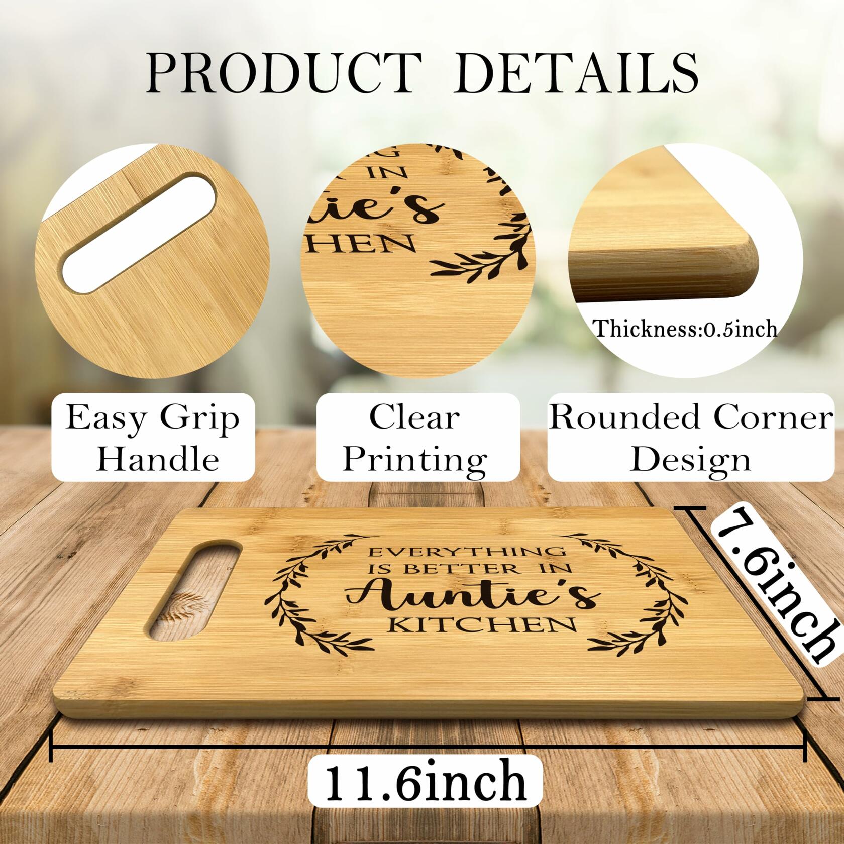 FONDCANYON Bamboo Cutting Board Kitchen Decor Brown Aunt Gift