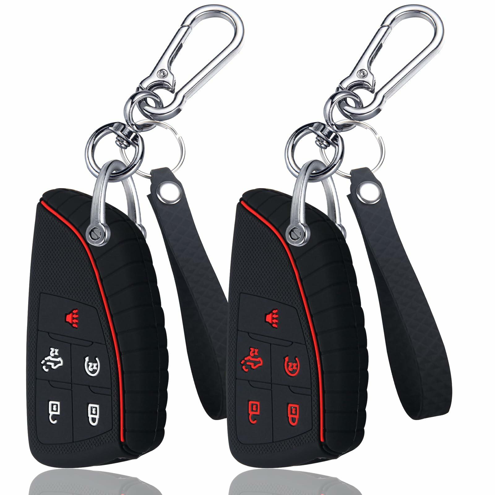 EASYIKI Silicone Key Fob Cover 2pc 2022-2024 Chevy Silverado GMC Sierra Black