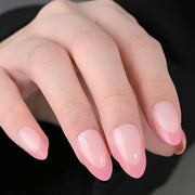 XZMeiLun Rose Pink French Tip Press On Nails Short Almond 30 Pcs