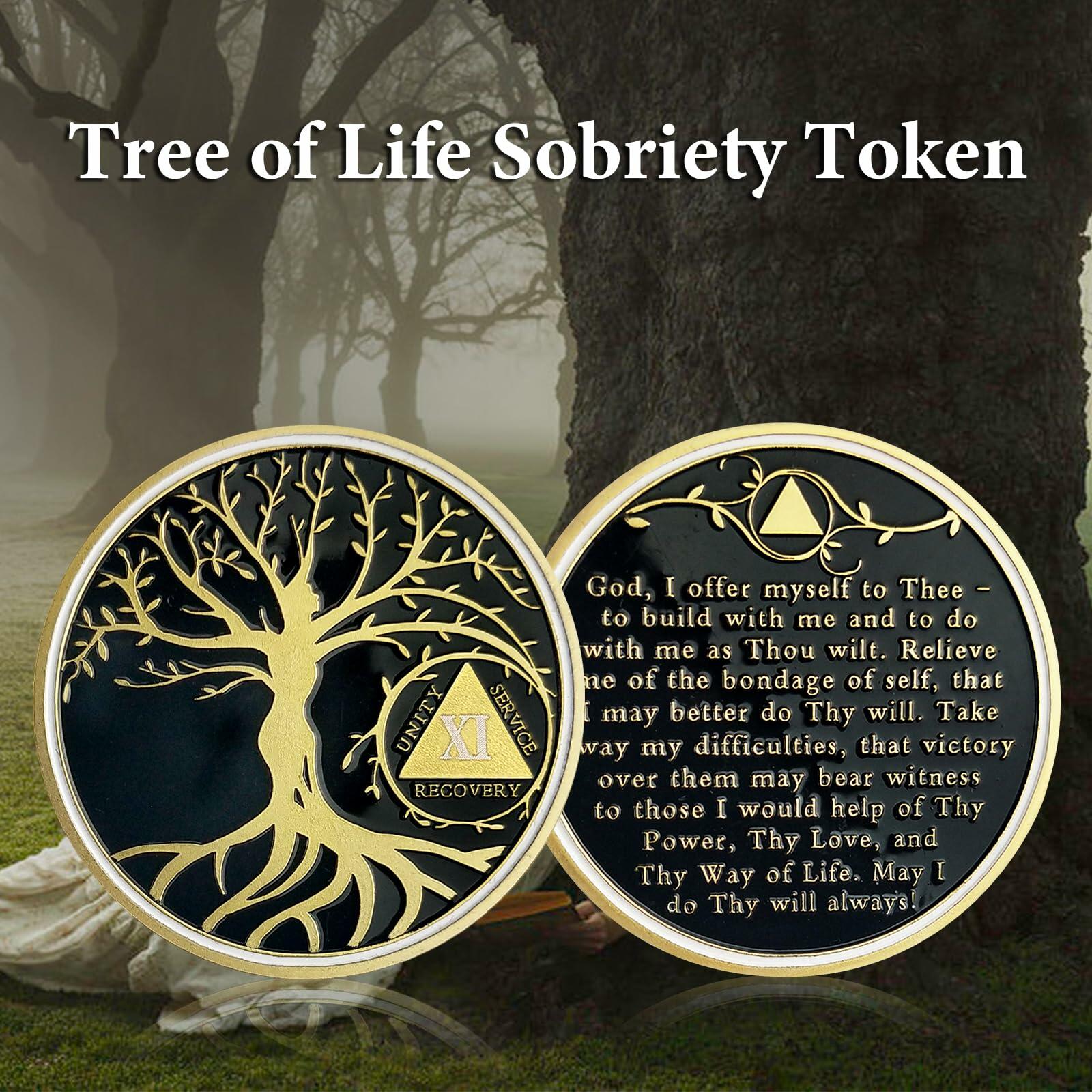 17 Year Sobriety Coin Gold Tree of Life AA Chip Token 1-40 Size