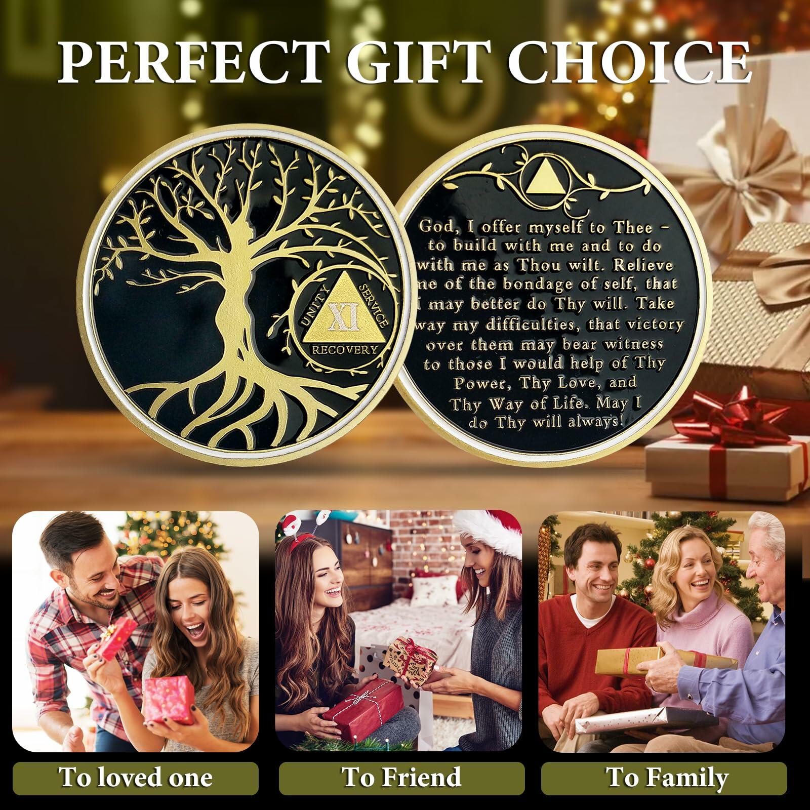 17 Year Sobriety Coin Gold Tree of Life AA Chip Token 1-40 Size