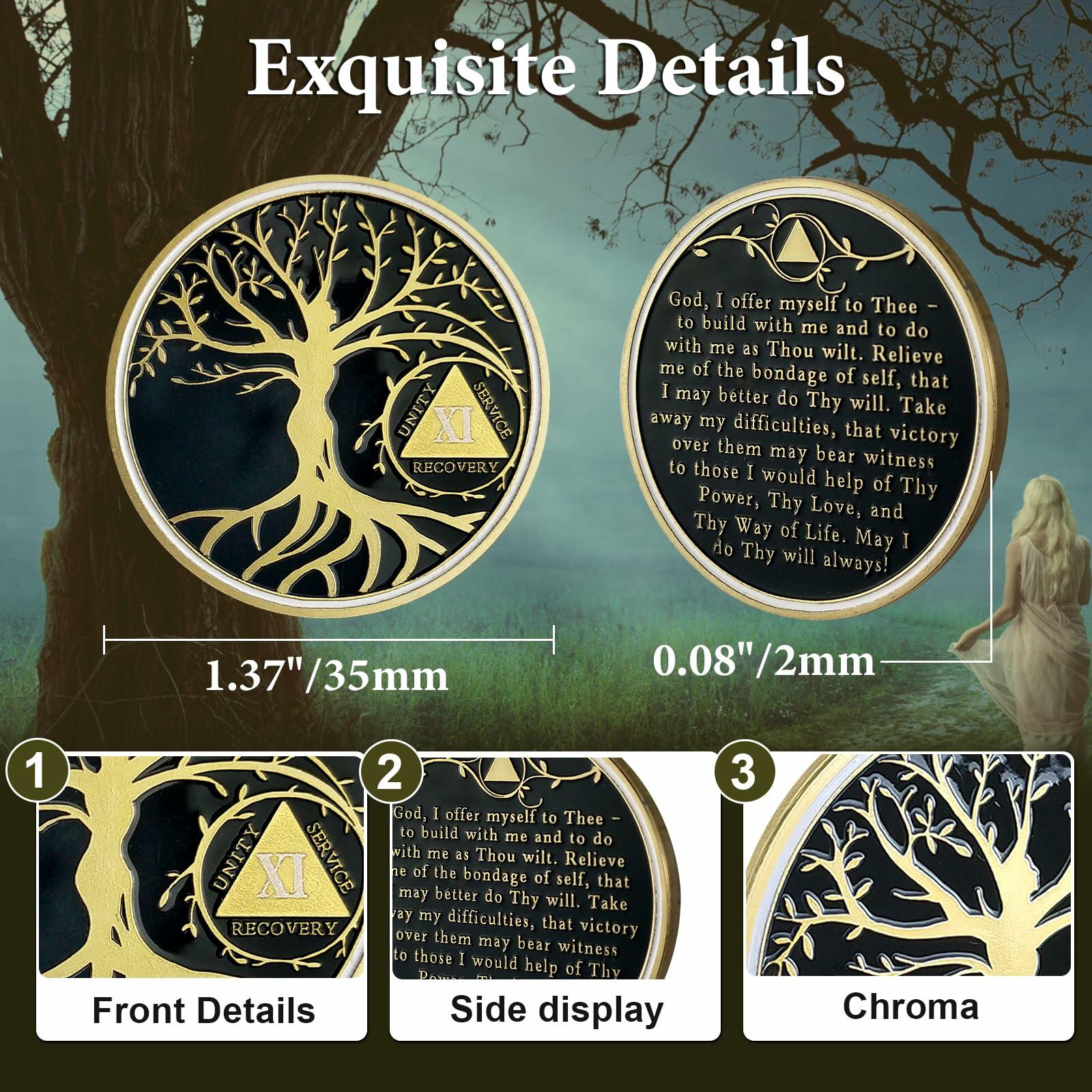 17 Year Sobriety Coin Gold Tree of Life AA Chip Token 1-40 Size