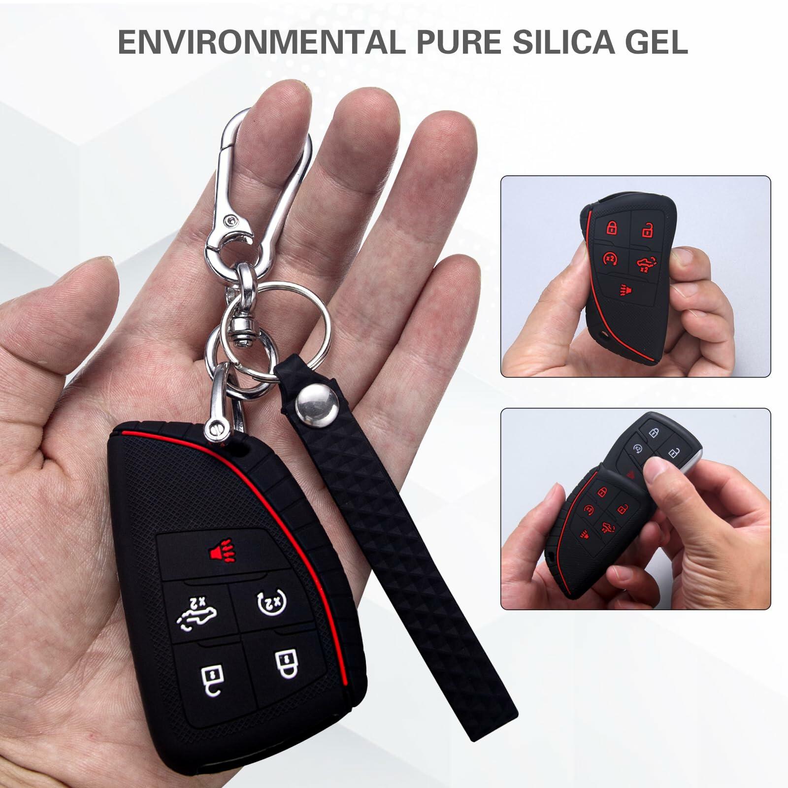 EASYIKI Silicone Key Fob Cover 2pc 2022-2024 Chevy Silverado GMC Sierra Black