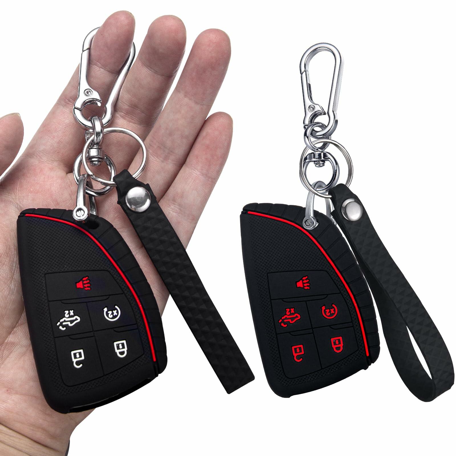 EASYIKI Silicone Key Fob Cover 2pc 2022-2024 Chevy Silverado GMC Sierra Black