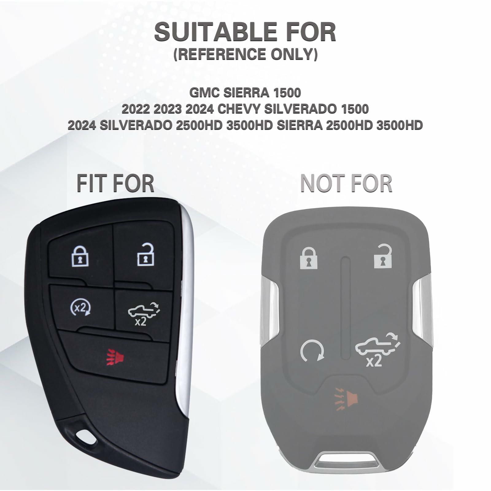 EASYIKI Silicone Key Fob Cover 2pc 2022-2024 Chevy Silverado GMC Sierra Black