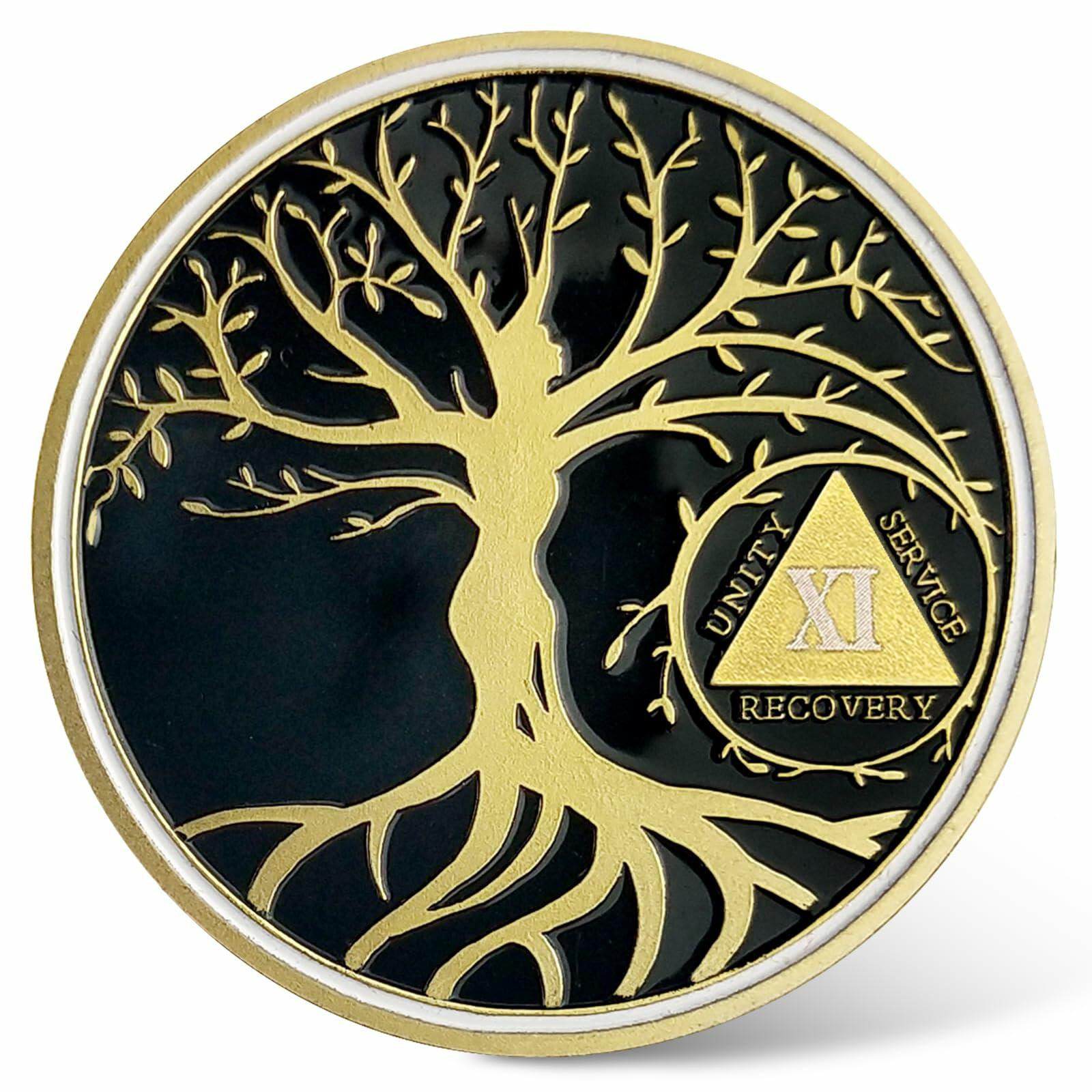 17 Year Sobriety Coin Gold Tree of Life AA Chip Token 1-40 Size
