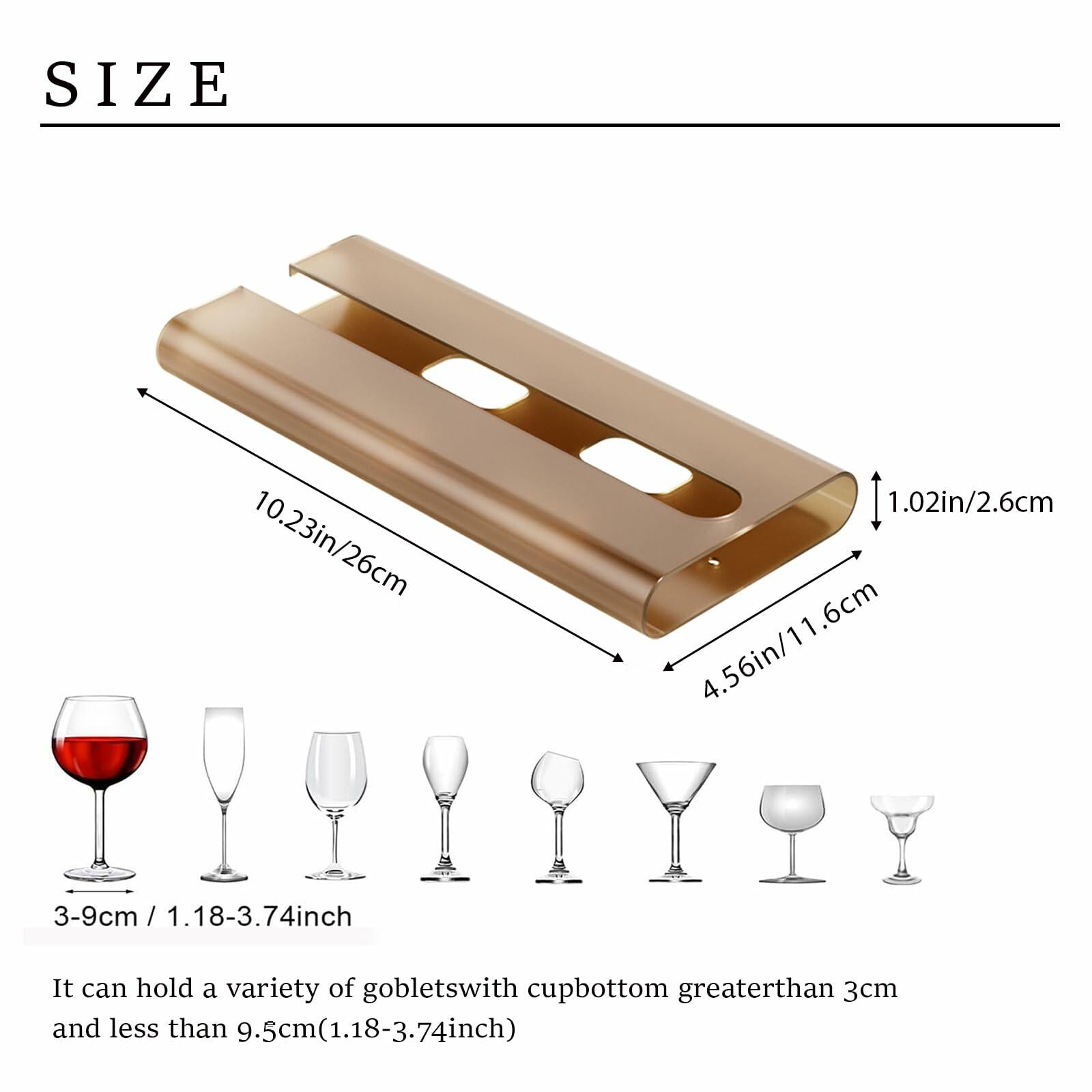 Vaisoeny 2Pack Amber Wine Glass Holder Under Cabinet Stemware Rack No Drill