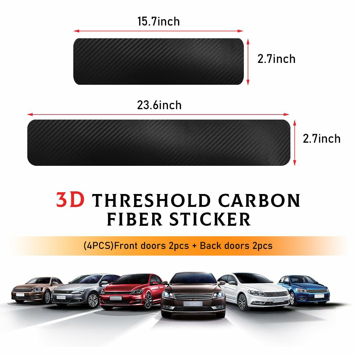 Yourkar 4PCS Car Door Sill Protector 3D Carbon Fiber Wrap Film Green