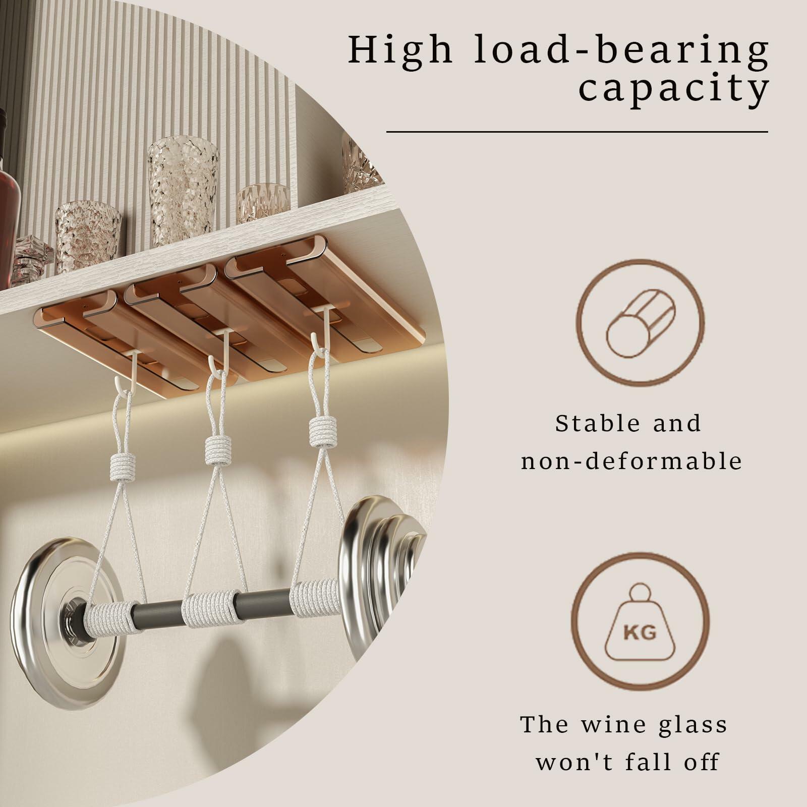 Vaisoeny 2Pack Amber Wine Glass Holder Under Cabinet Stemware Rack No Drill