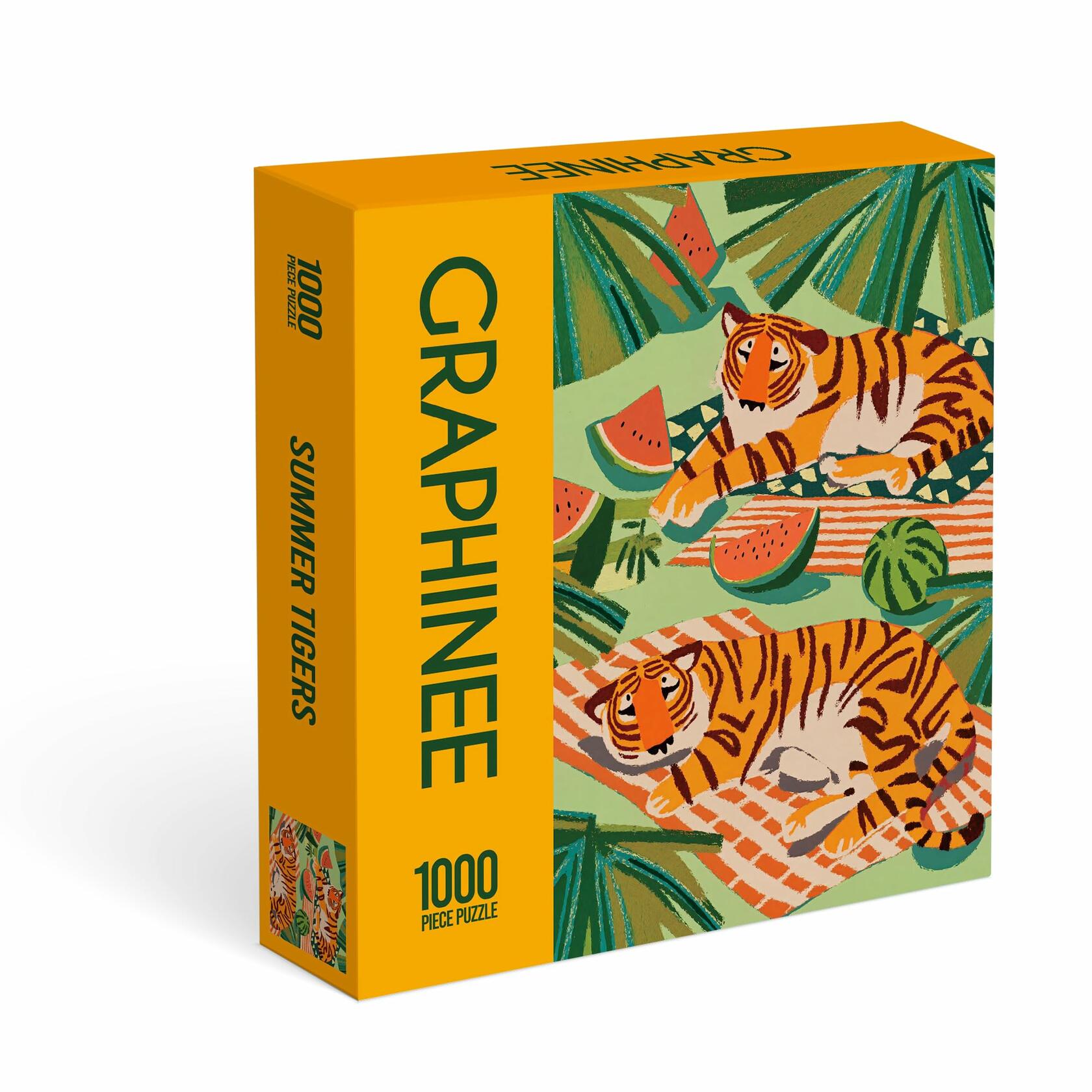 Graphinee 1000pcs Summer Tiger Jigsaw Puzzle Colorful Animal Paper Puzzle