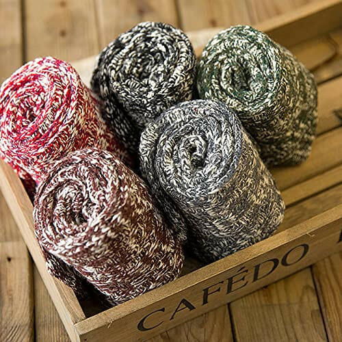 3 Pairs Women Winter Wool Cable Knit Crew Knee High Socks Acrylic Blend B03