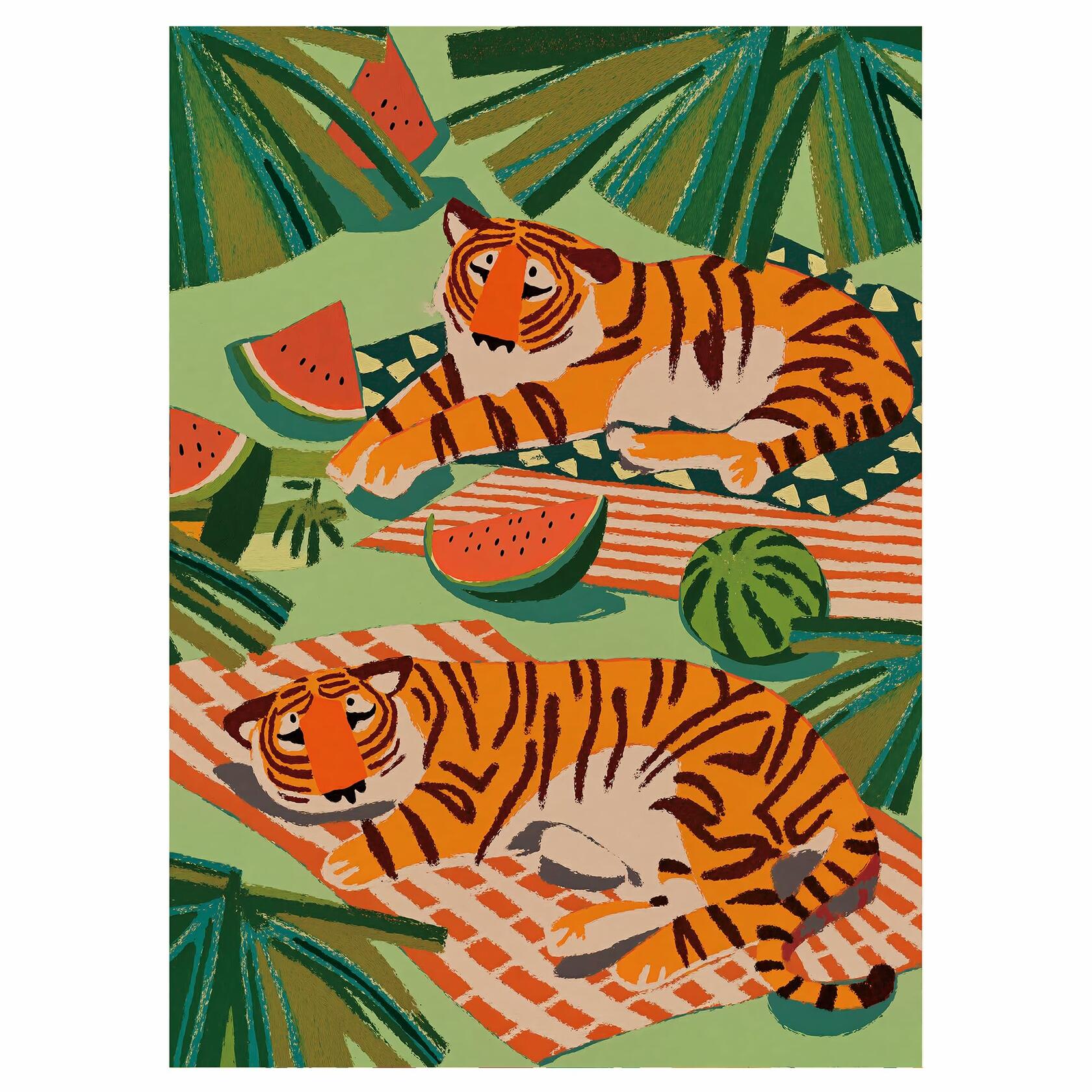 Graphinee 1000pcs Summer Tiger Jigsaw Puzzle Colorful Animal Paper Puzzle