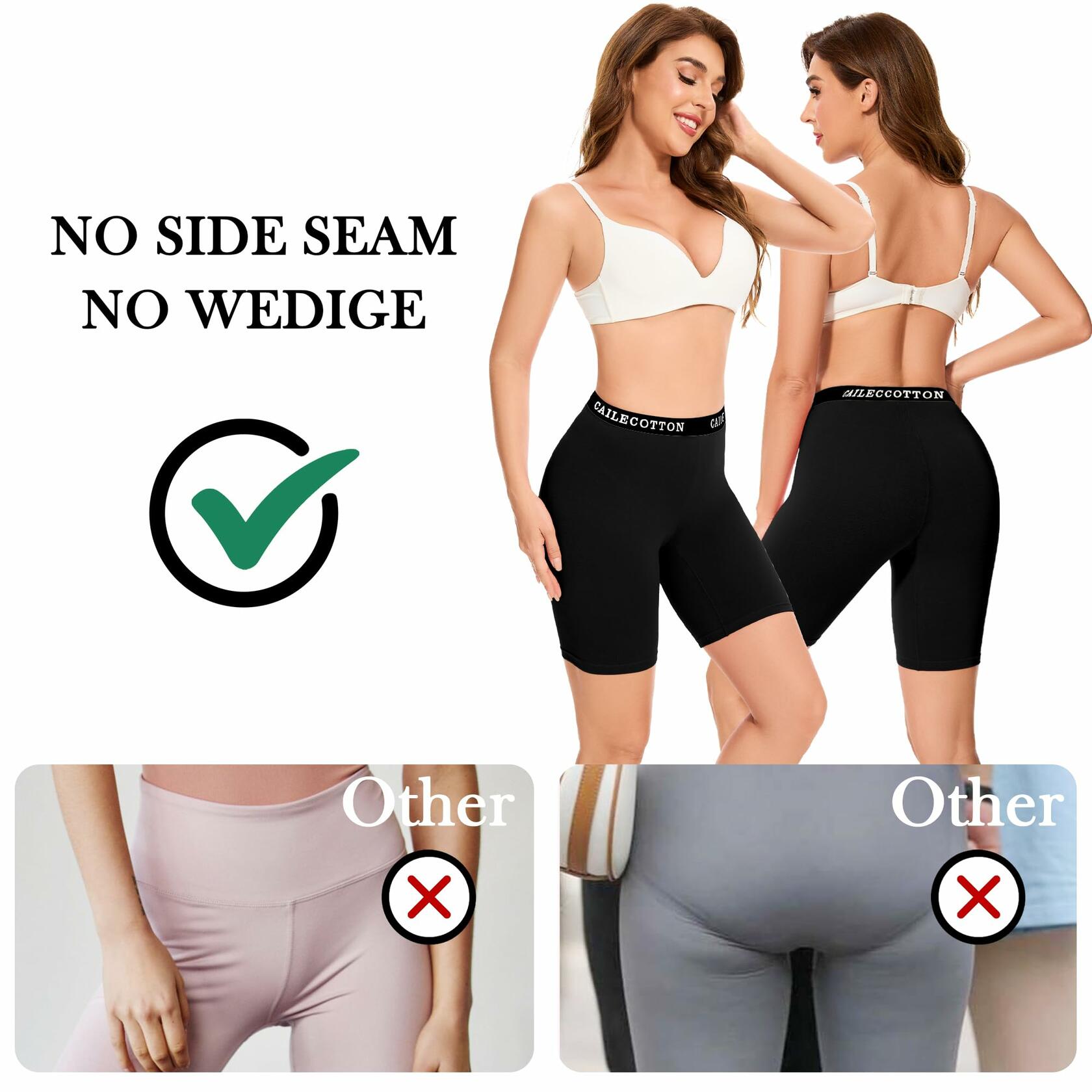 CAILECOTTON Womens Cotton Boxer Briefs Seamless Full Coverage Black 1 Pack S