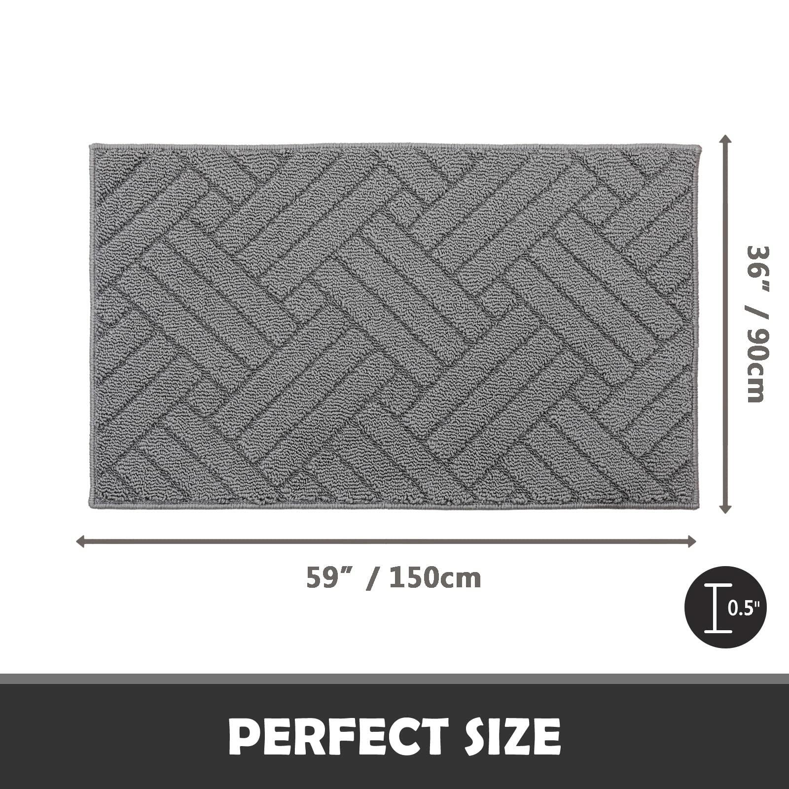 JEEDOVIA Door Mat Indoor Non-Slip Rubber Backing Heavy Duty Grey 36x59