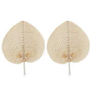 Framendino 2 Pack Natural Raffia Palm Leaf Bamboo Fans Handmade