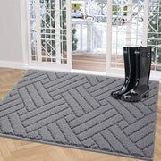 JEEDOVIA Door Mat Indoor Non-Slip Rubber Backing Heavy Duty Grey 36x59